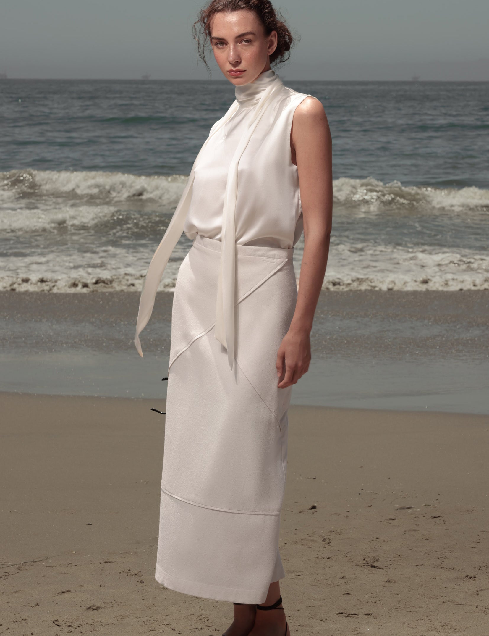 Geometry Skirt - Ivory Silk Noil - Heidi Merrick