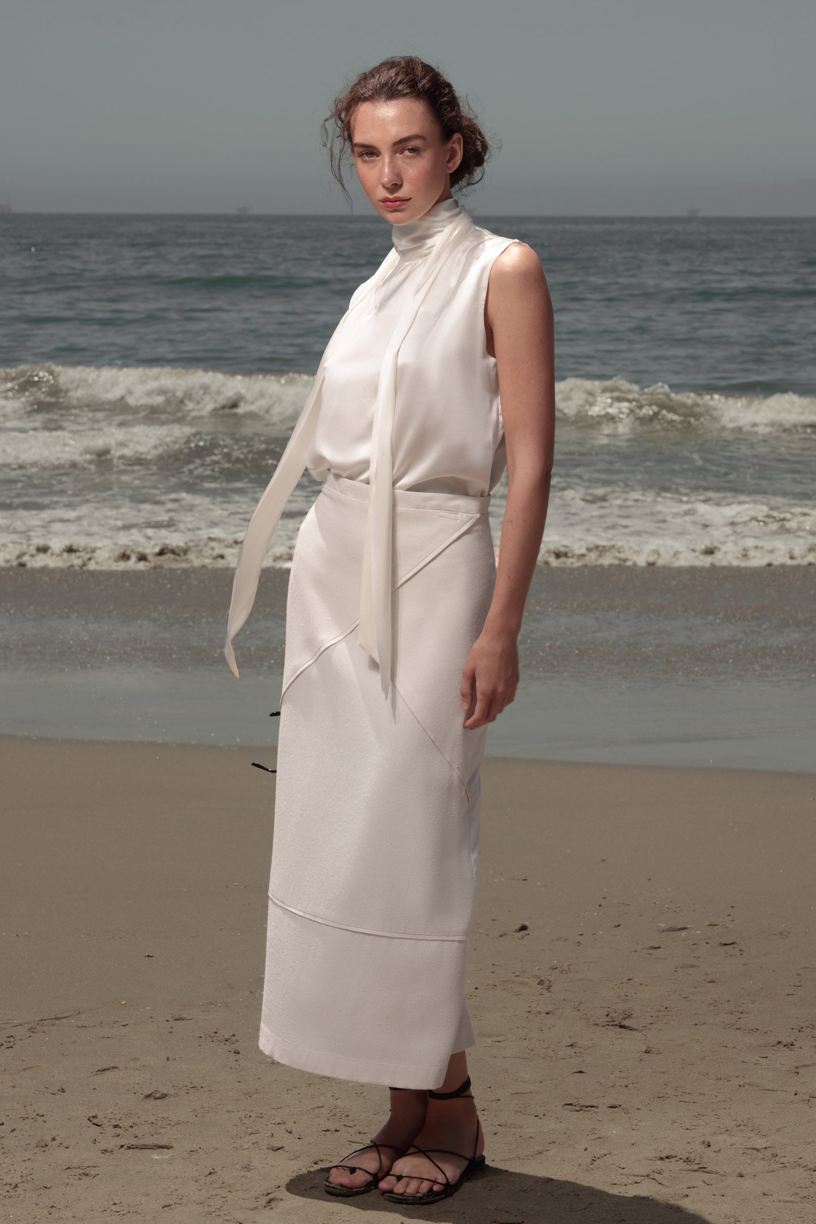 Geometry Skirt - Ivory Silk Noil - Heidi Merrick