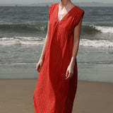 Prose Kaftan - Vermilion Lurex Gauze