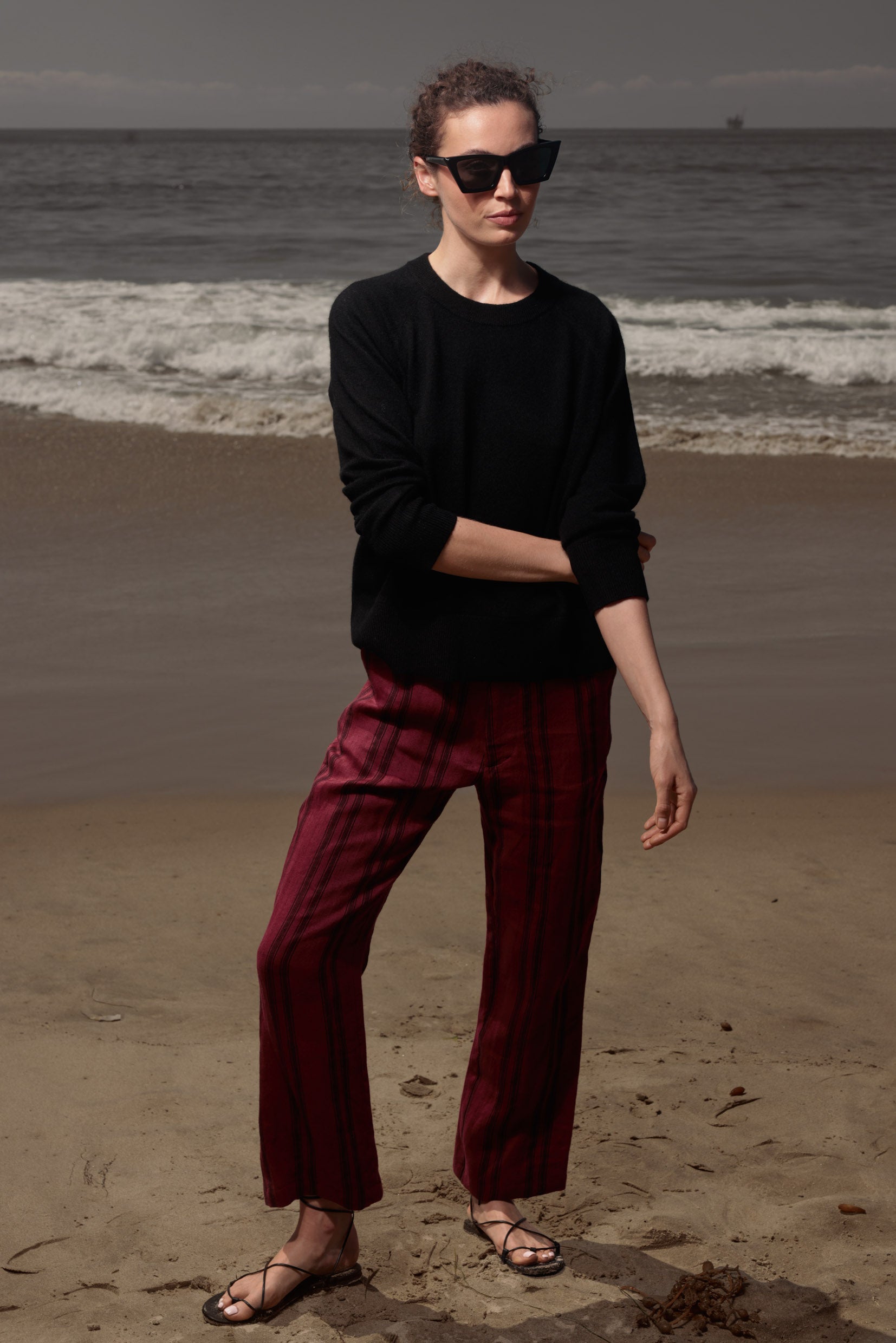 Serge Pant - Burgundy Moroccan Stripe - Heidi Merrick