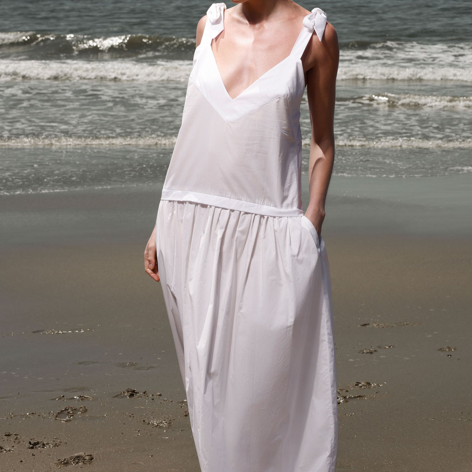 Ballerine Dress - White Shirting - Heidi Merrick