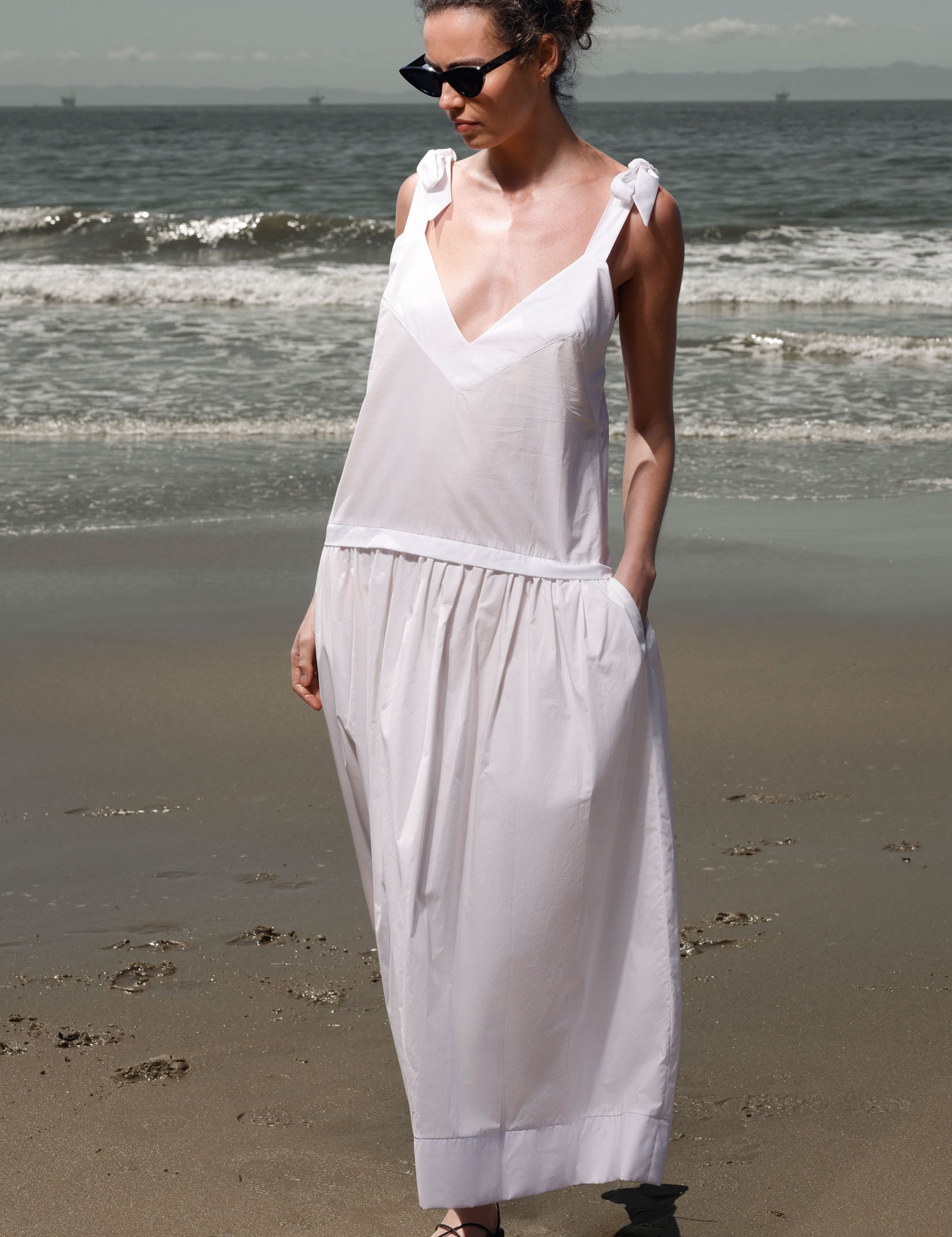 Ballerine Dress - White Shirting - Heidi Merrick