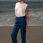 Serge Pant - Blue Moroccan Stripe - Heidi Merrick