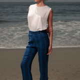 Serge Pant - Blue Moroccan Stripe - Heidi Merrick