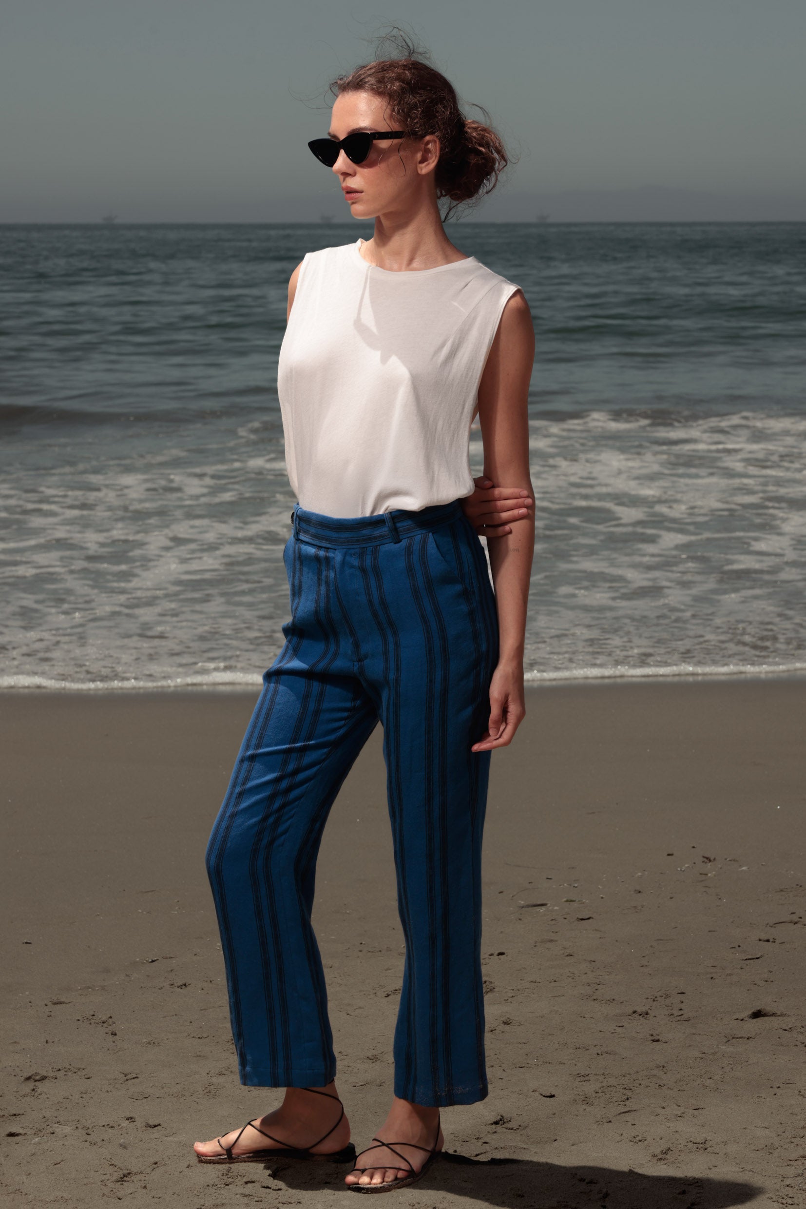 Serge Pant - Blue Moroccan Stripe - Heidi Merrick
