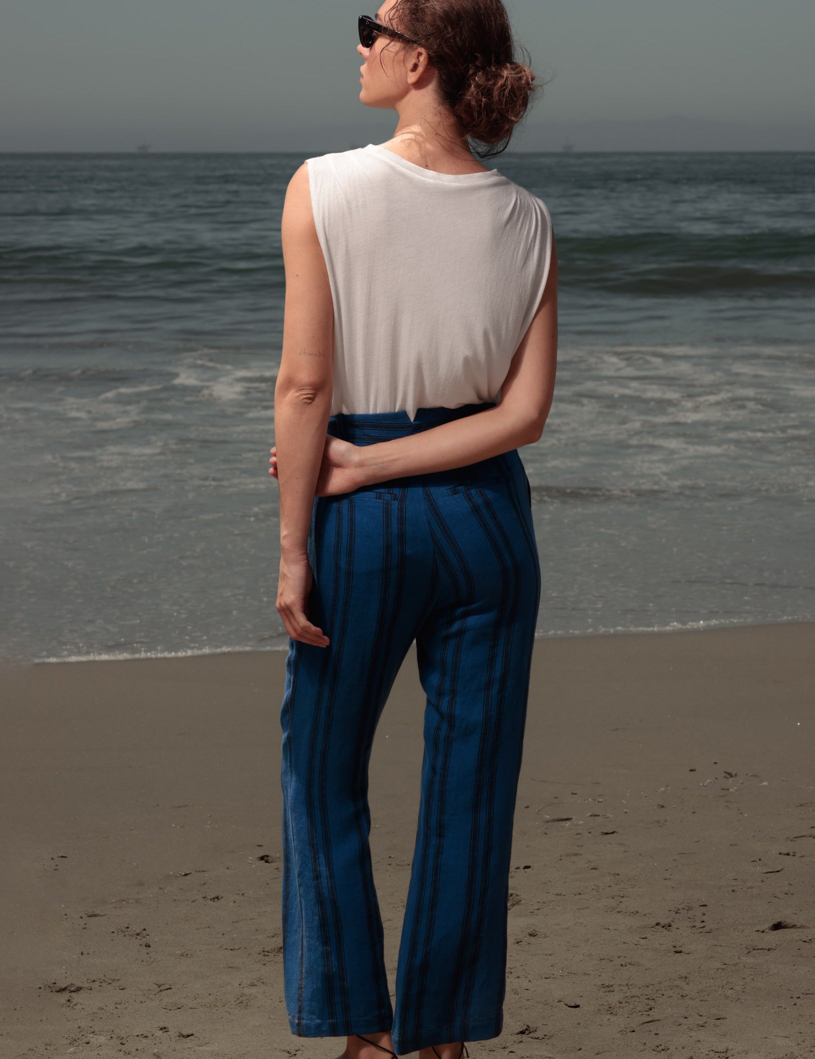 Serge Pant - Blue Moroccan Stripe - Heidi Merrick