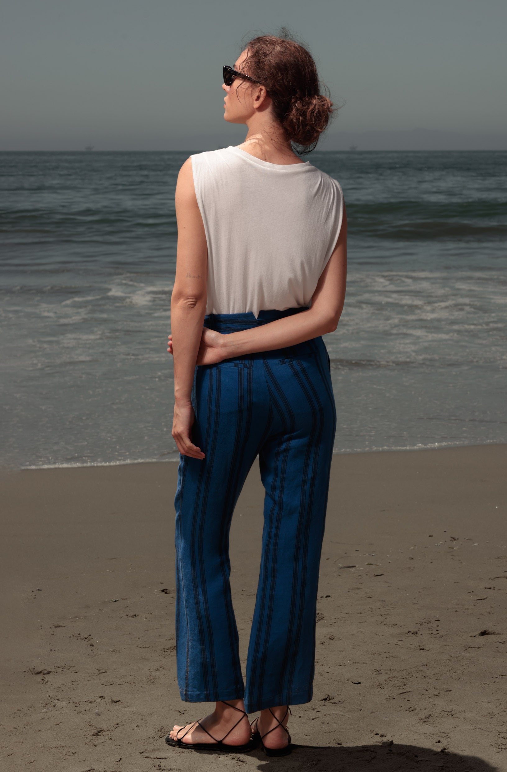Serge Pant - Blue Moroccan Stripe - Heidi Merrick