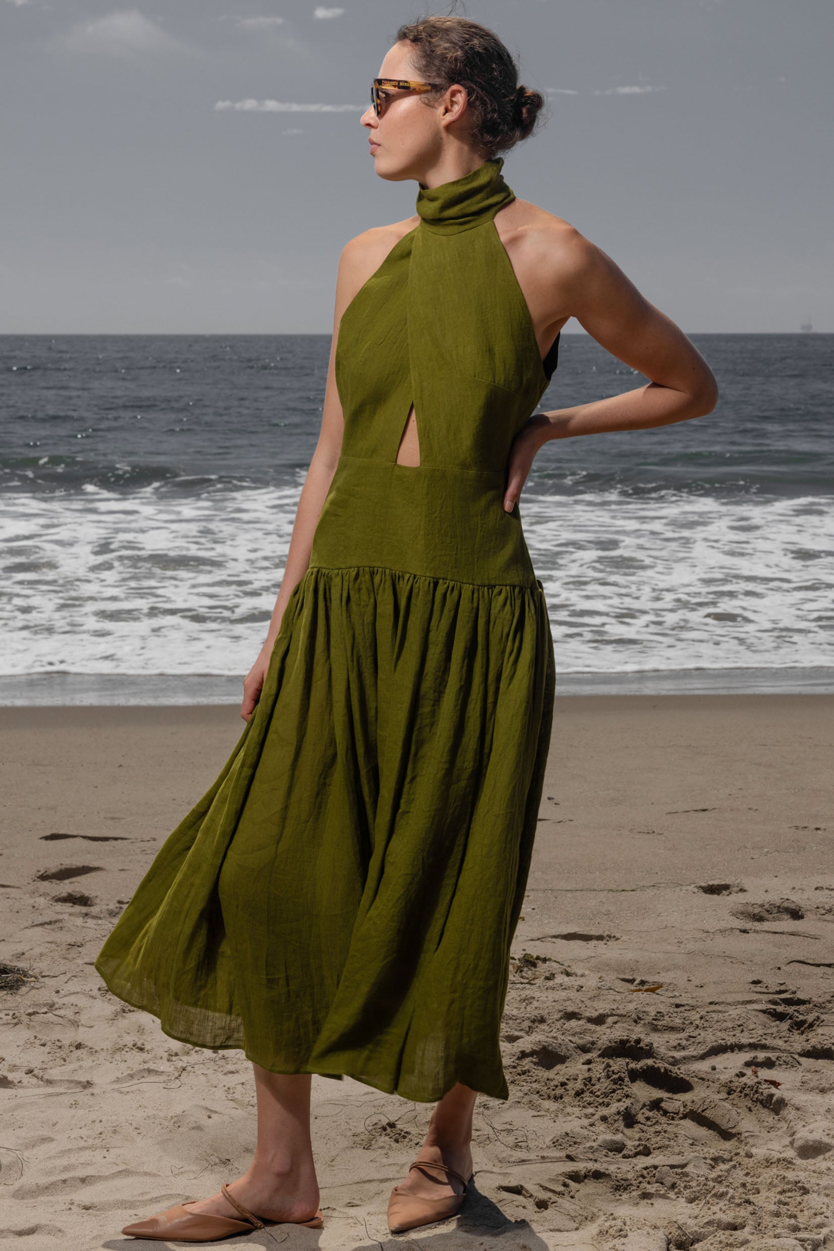 Ava Dress - Frog Tissue Linen - Heidi Merrick