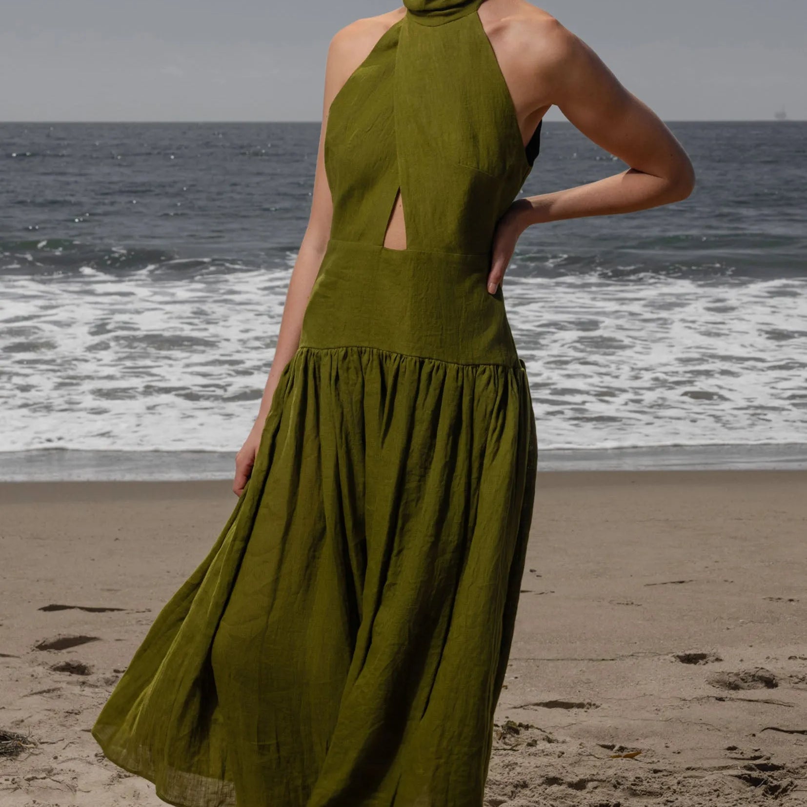 Ava Dress - Frog Tissue Linen - Heidi Merrick