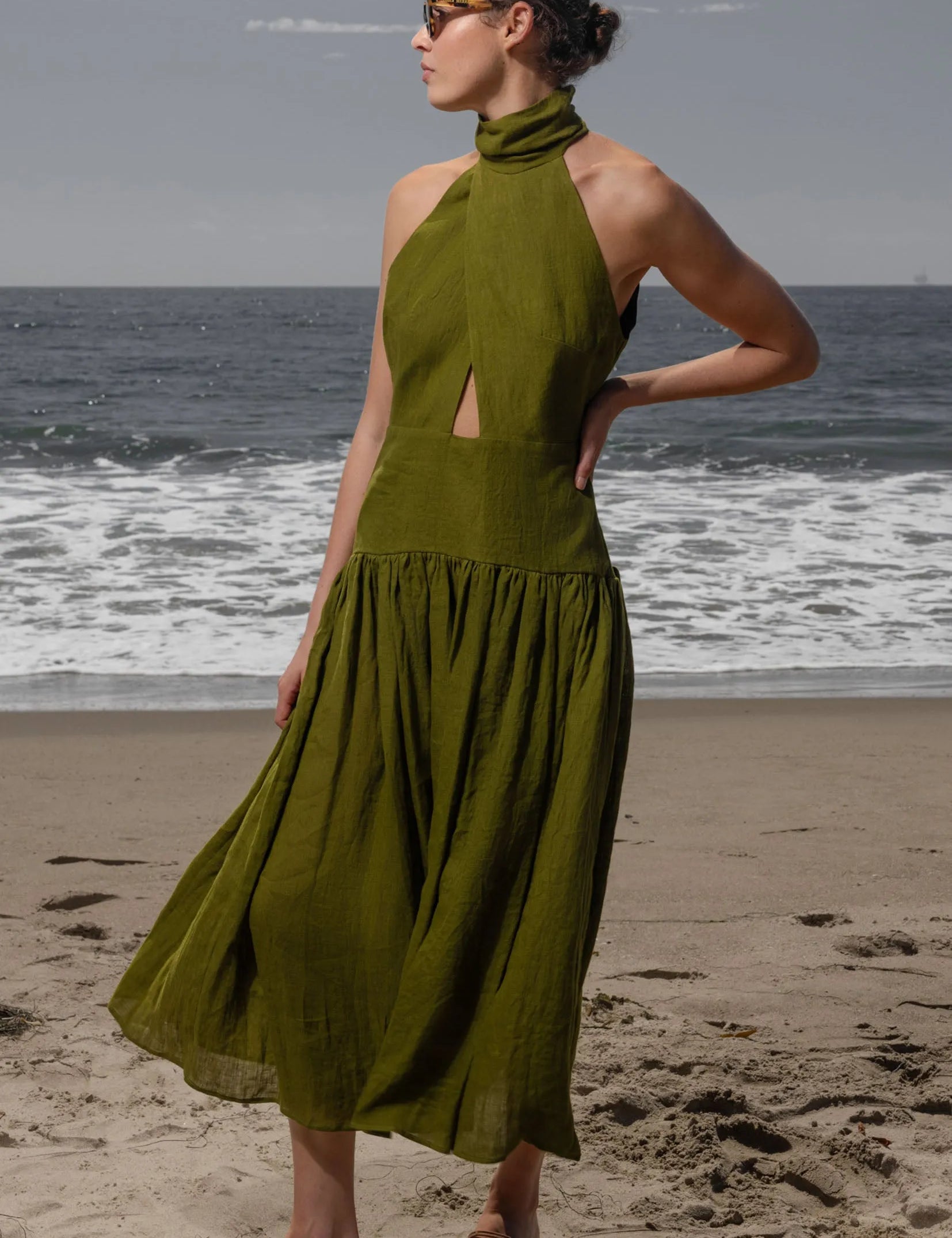 Ava Dress - Frog Tissue Linen - Heidi Merrick