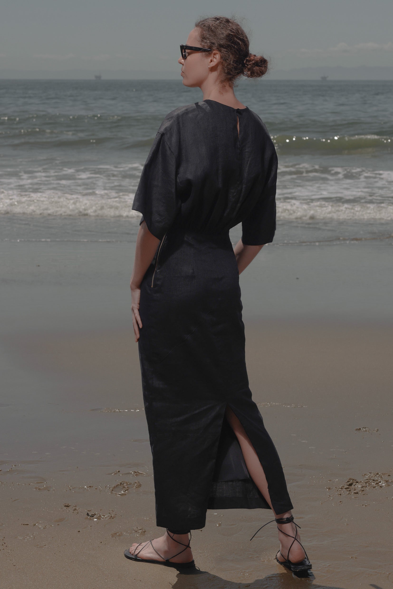 Fauna Dress - Black Linen - Heidi Merrick