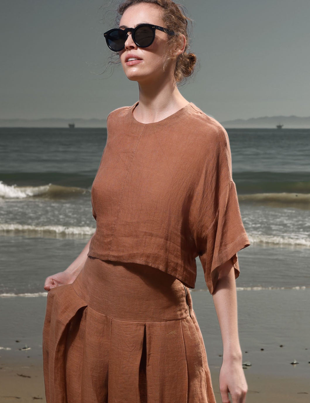 Mojave Top - Clay Tissue Linen - Heidi Merrick