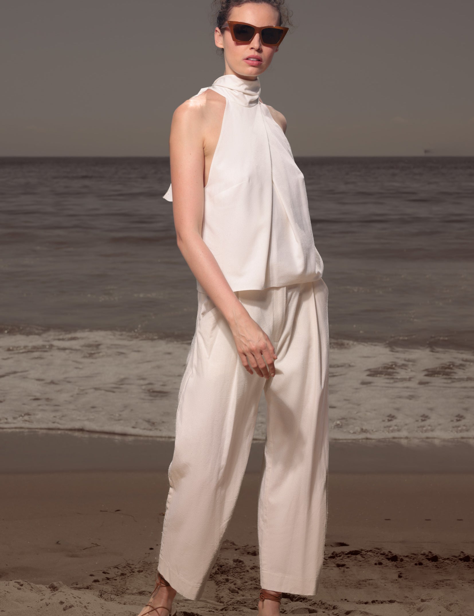 Baptiste Pant - Ivory Silk Noil - Heidi Merrick
