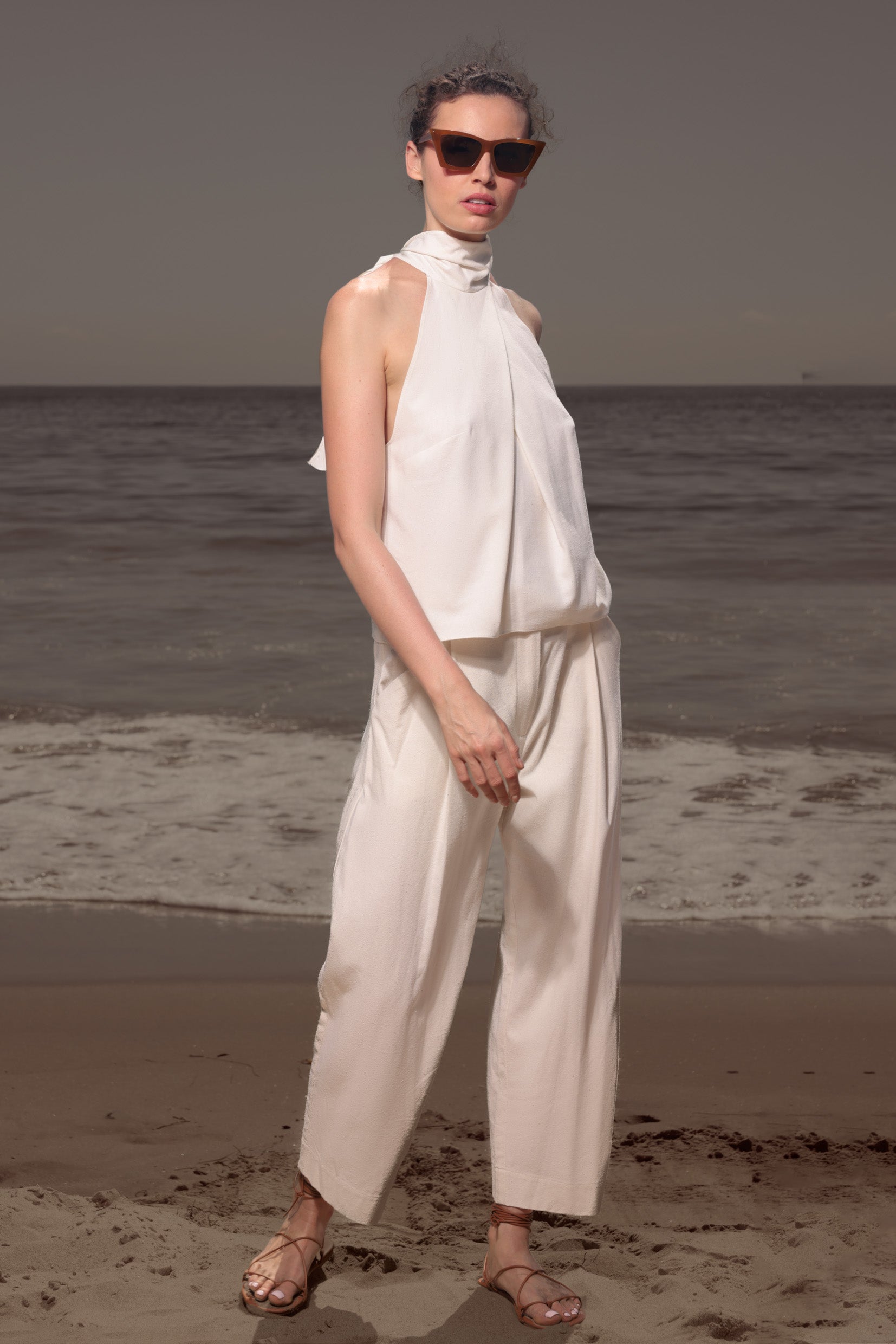 Baptiste Pant - Ivory Silk Noil - Heidi Merrick
