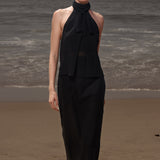 Geometry Skirt - Black Silk Noil - Heidi Merrick