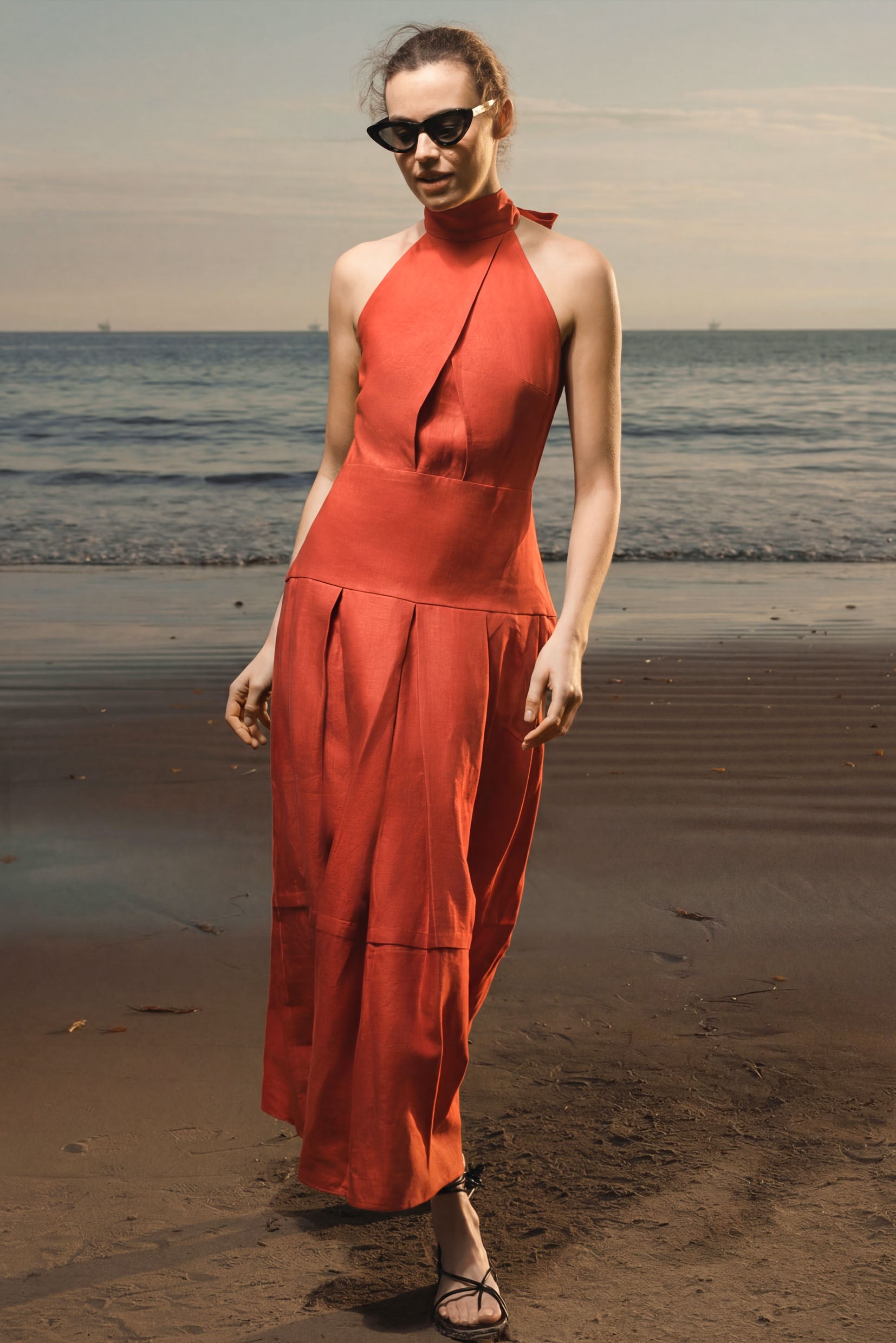 Nysa Dress - Poppy Linen - Heidi Merrick