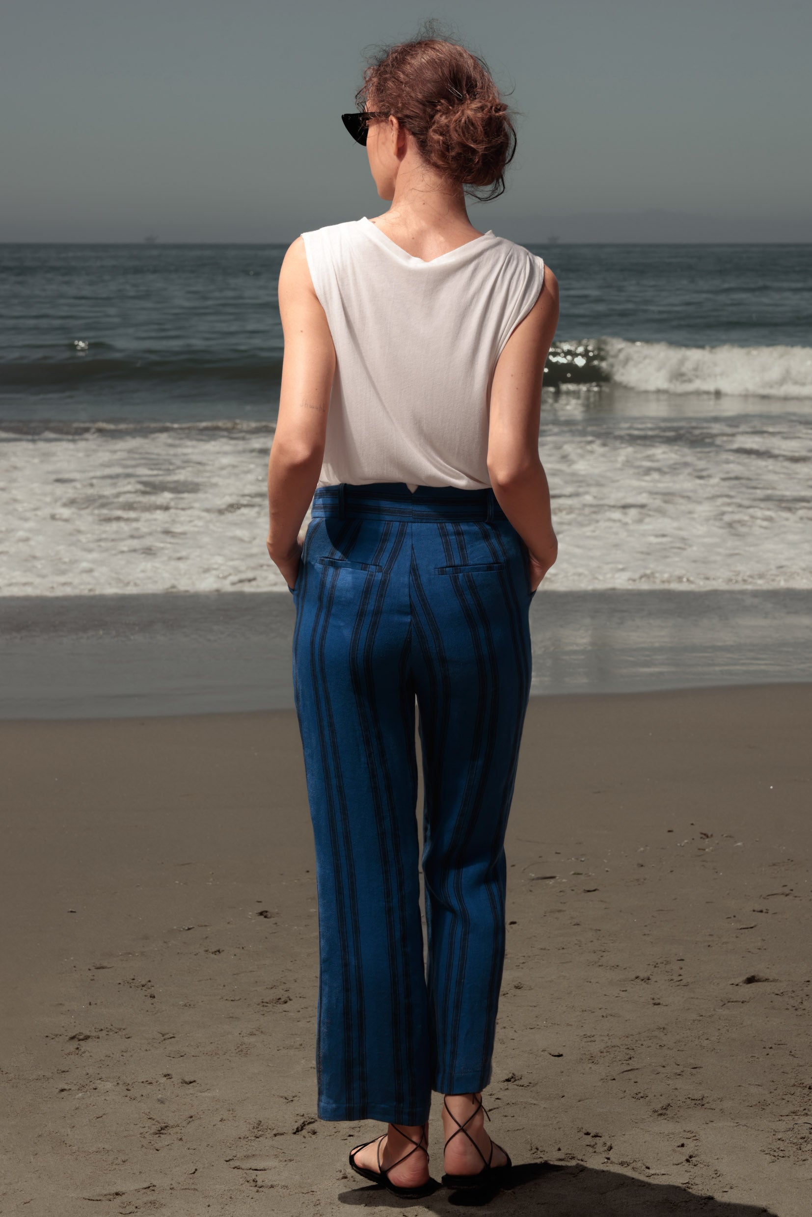 Serge Pant - Blue Moroccan Stripe - Heidi Merrick