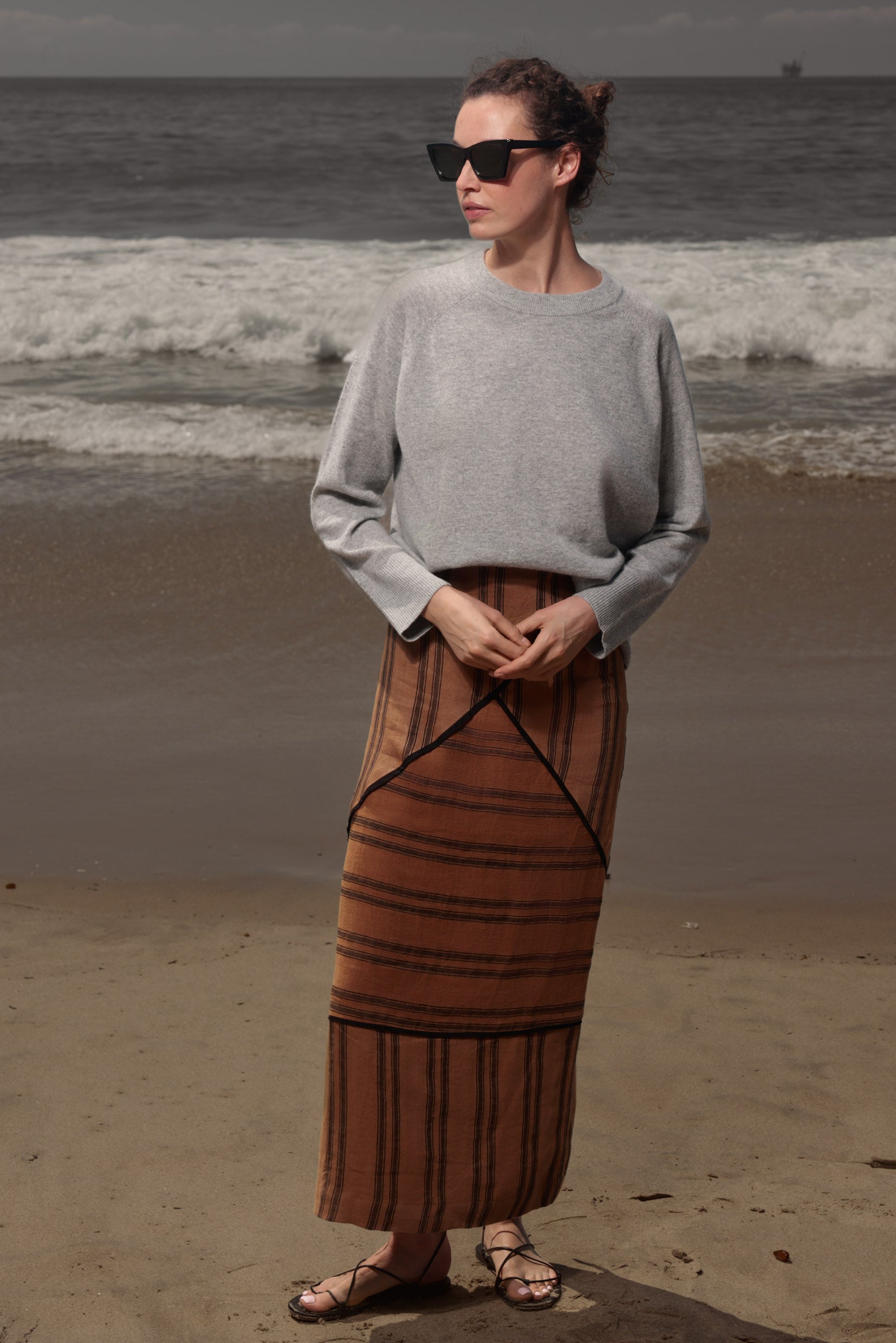 Geometry Skirt - Golden Moroccan Stripe - Heidi Merrick