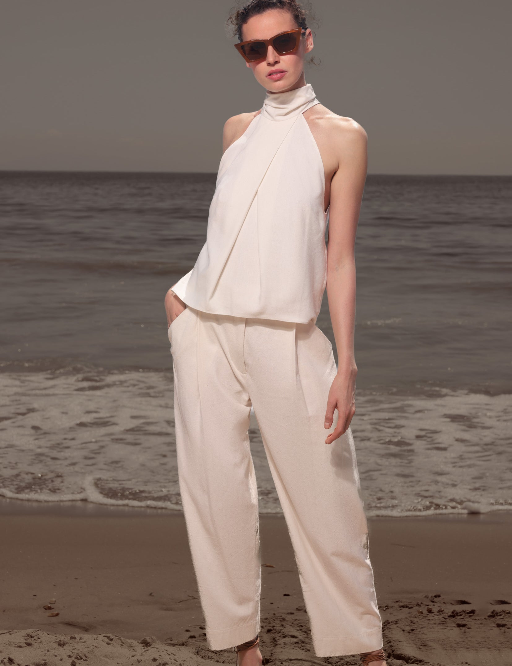 Baptiste Pant - Ivory Silk Noil - Heidi Merrick