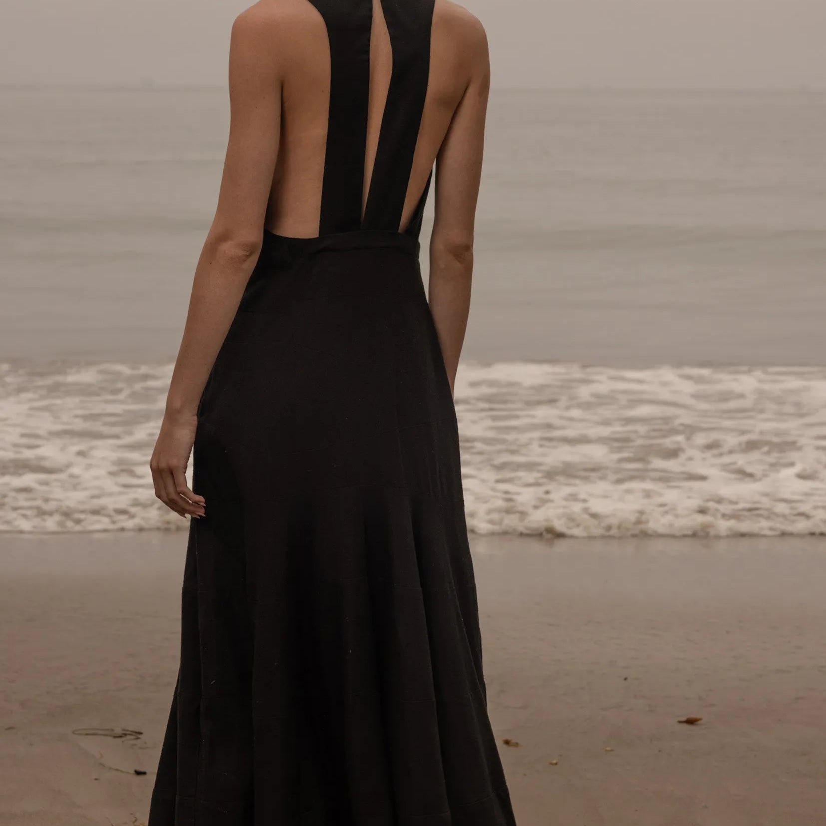 Windsor Gown - Noir Silk Noil - Heidi Merrick