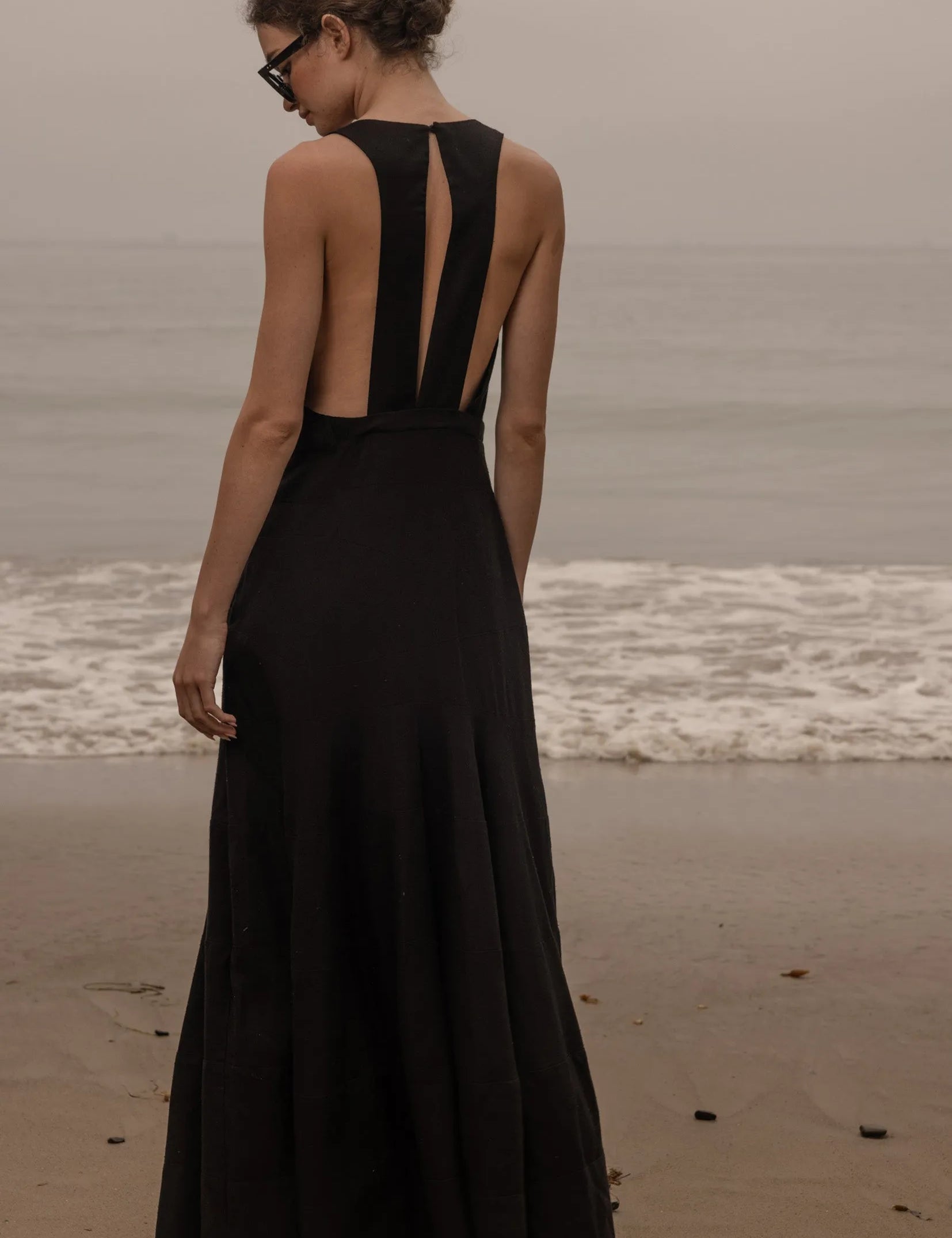 Windsor Gown - Noir Silk Noil - Heidi Merrick