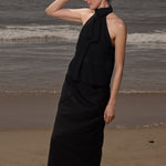 Geometry Skirt - Black Silk Noil - Heidi Merrick