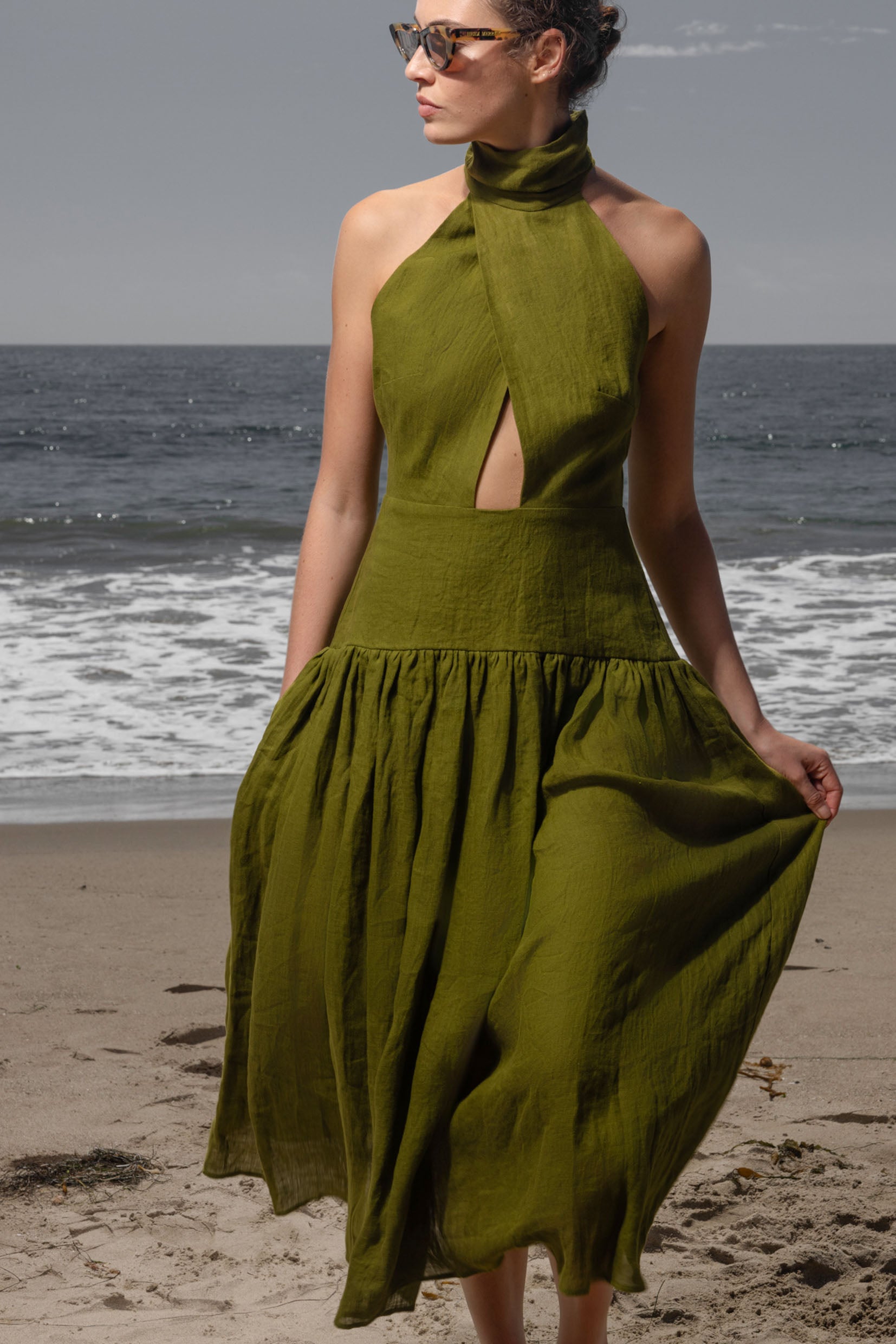 Ava Dress - Frog Tissue Linen - Heidi Merrick