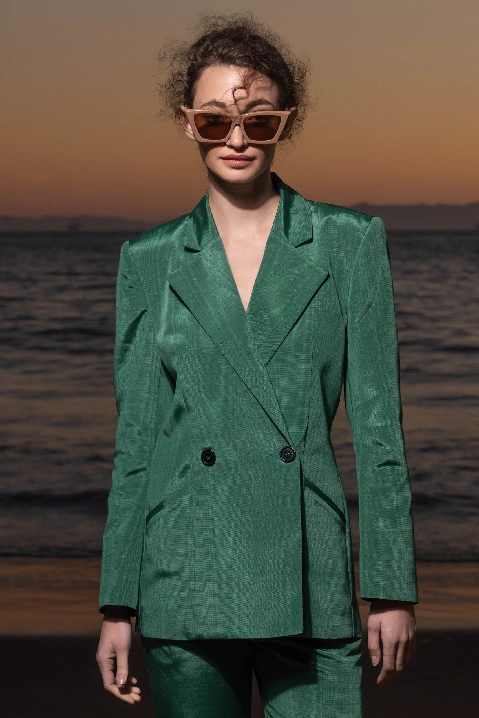 Mars Blazer - Green Moire - Heidi Merrick