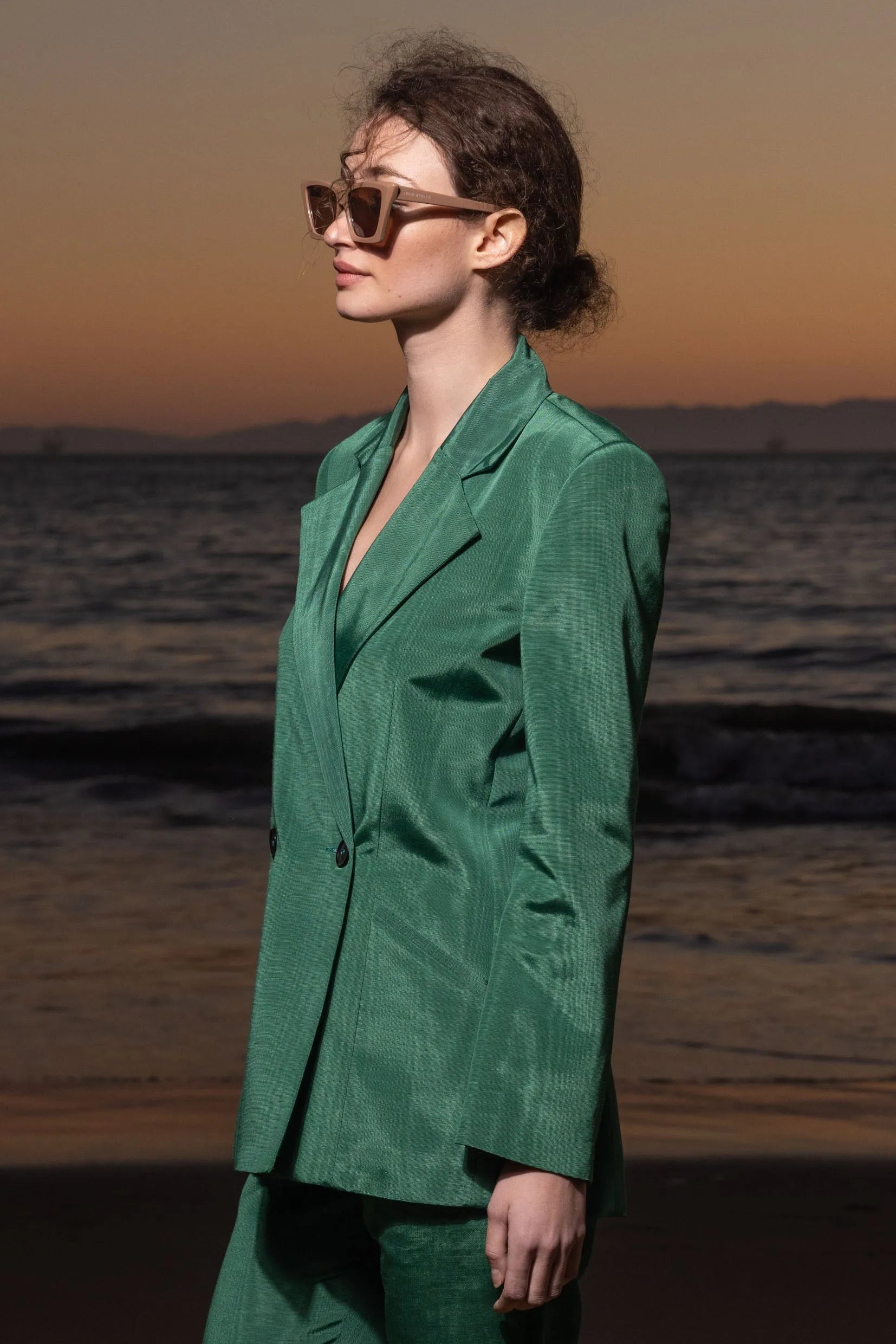 Mars Blazer - Green Moire - Heidi Merrick