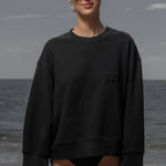 Barrel Sleeve 70's SRF LA Crewneck - Black Embroidered - Heidi Merrick