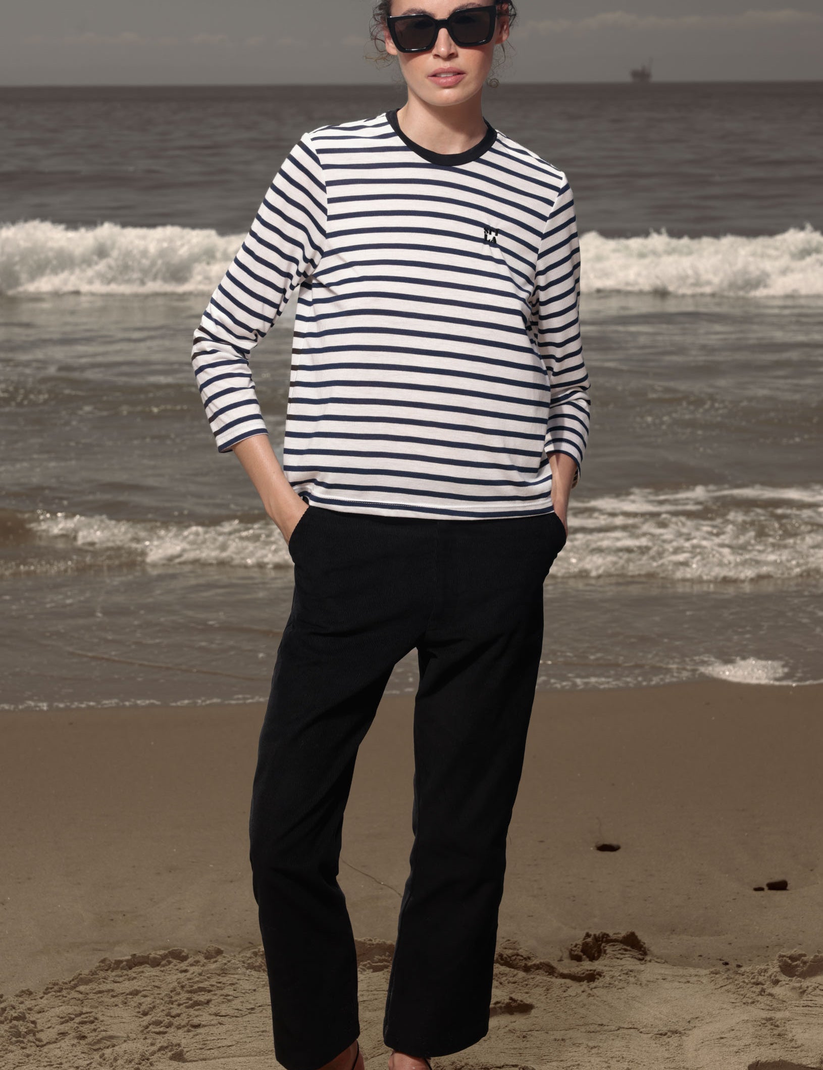 SRF LA Drake Tee - White & Blue Stripes