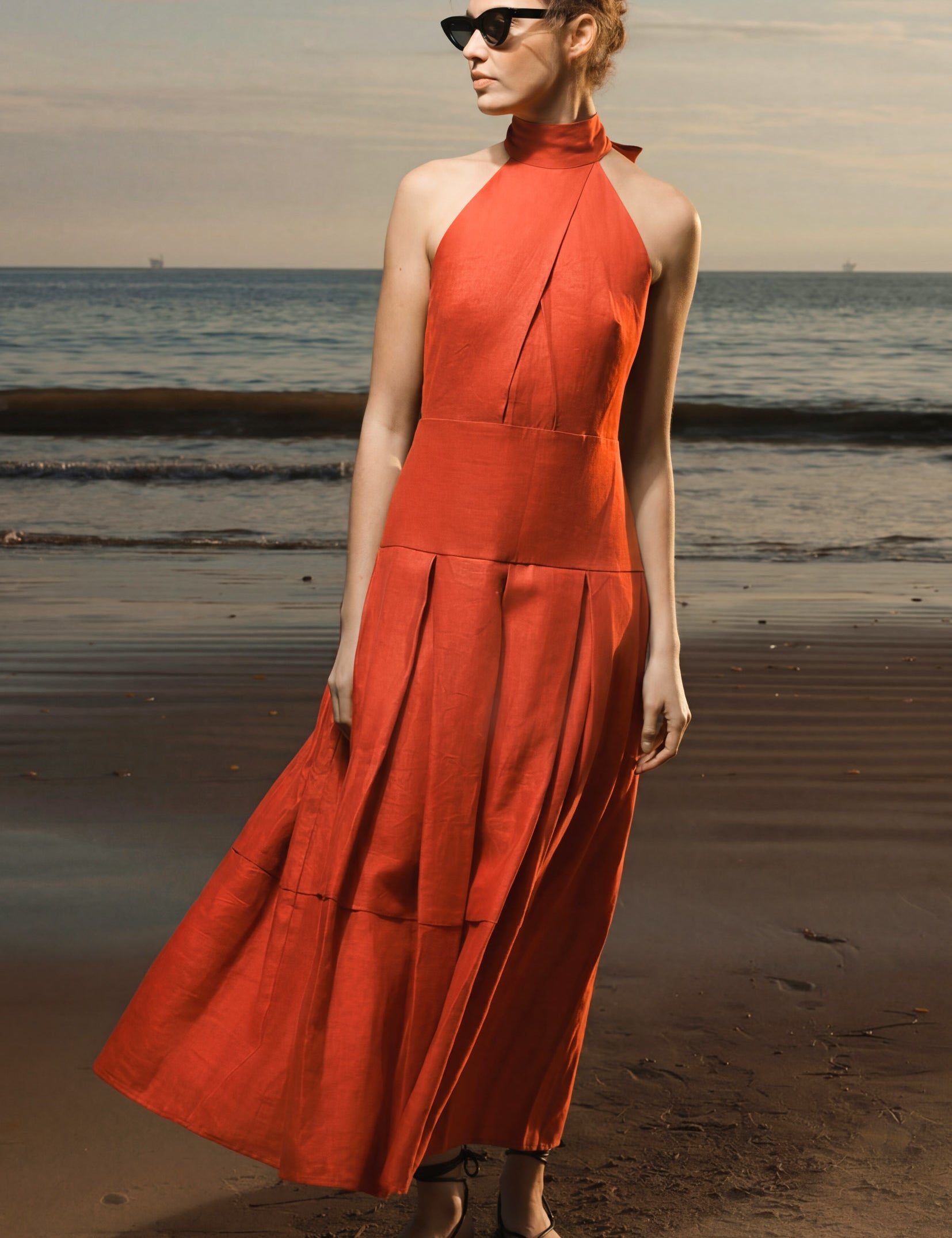 Nysa Dress - Poppy Linen - Heidi Merrick