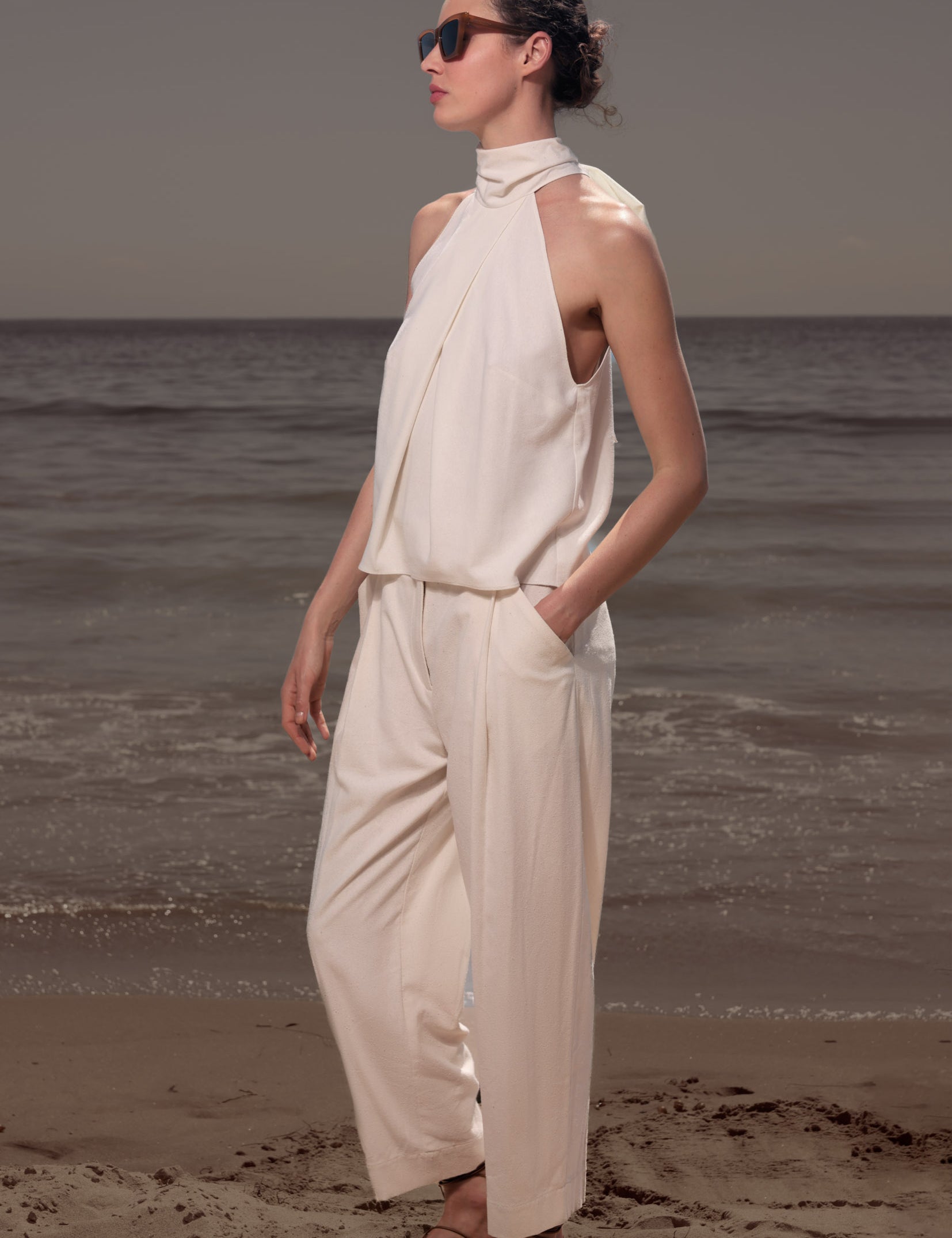 Baptiste Pant - Ivory Silk Noil - Heidi Merrick