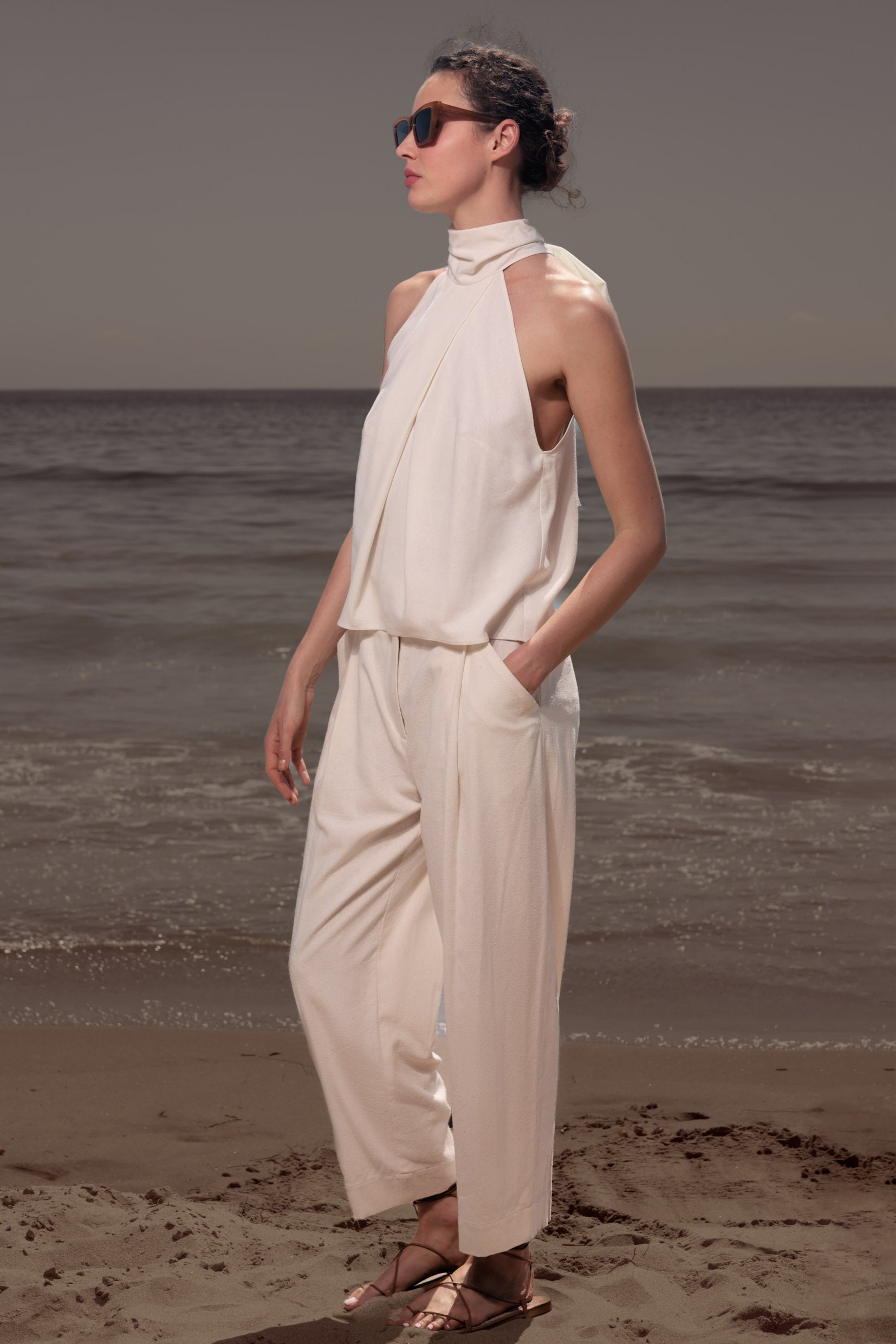 Baptiste Pant - Ivory Silk Noil - Heidi Merrick