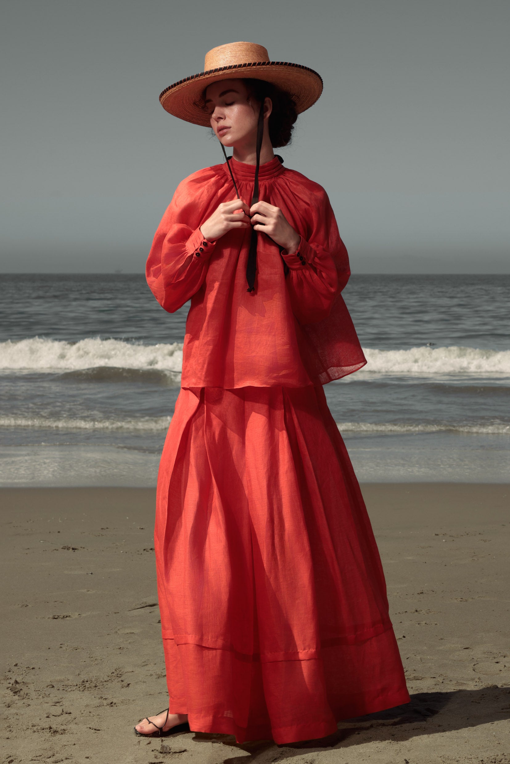 Verse Top - Vermilion Tissue Linen - Heidi Merrick