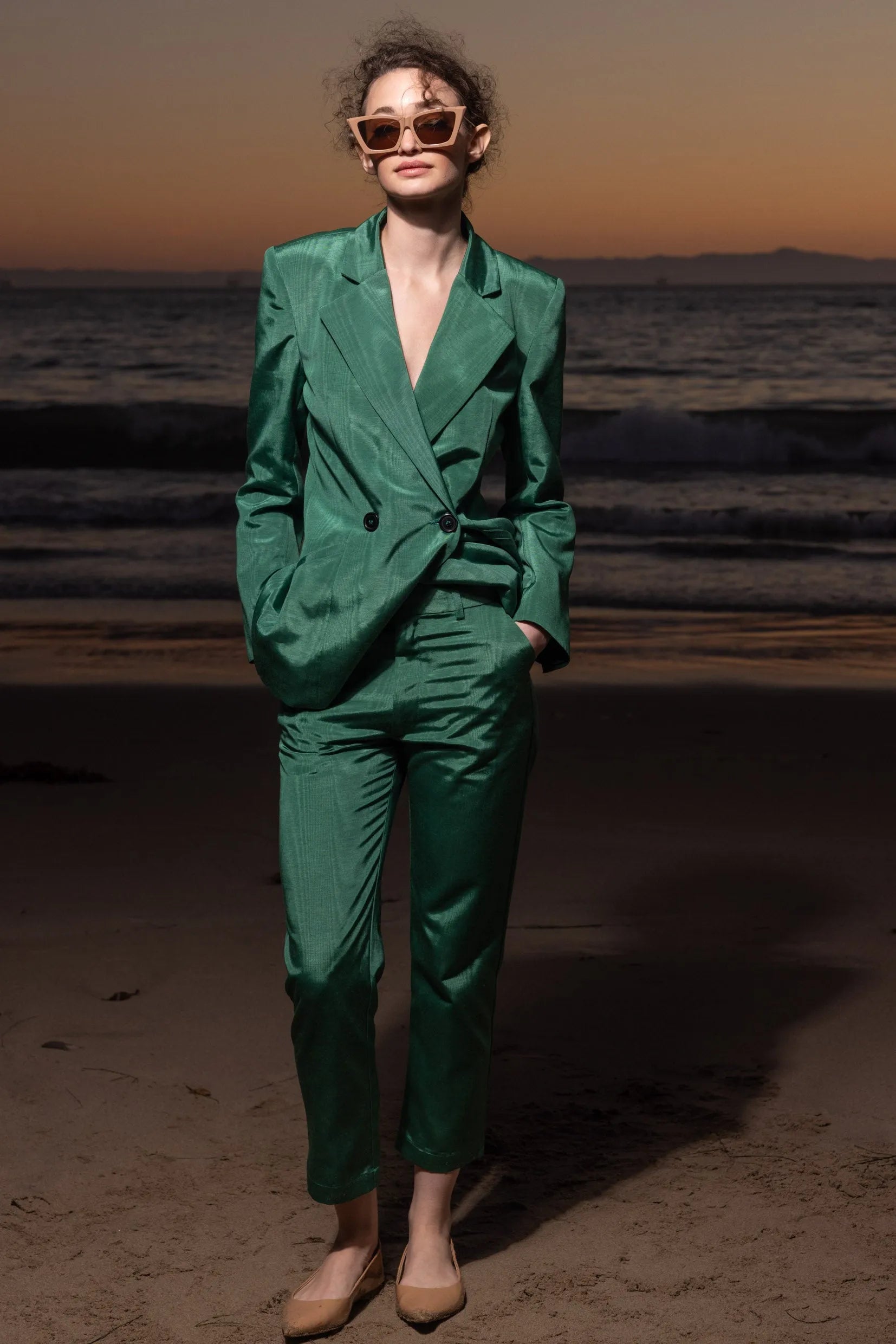 Bruno Pant - Green Moire - Heidi Merrick