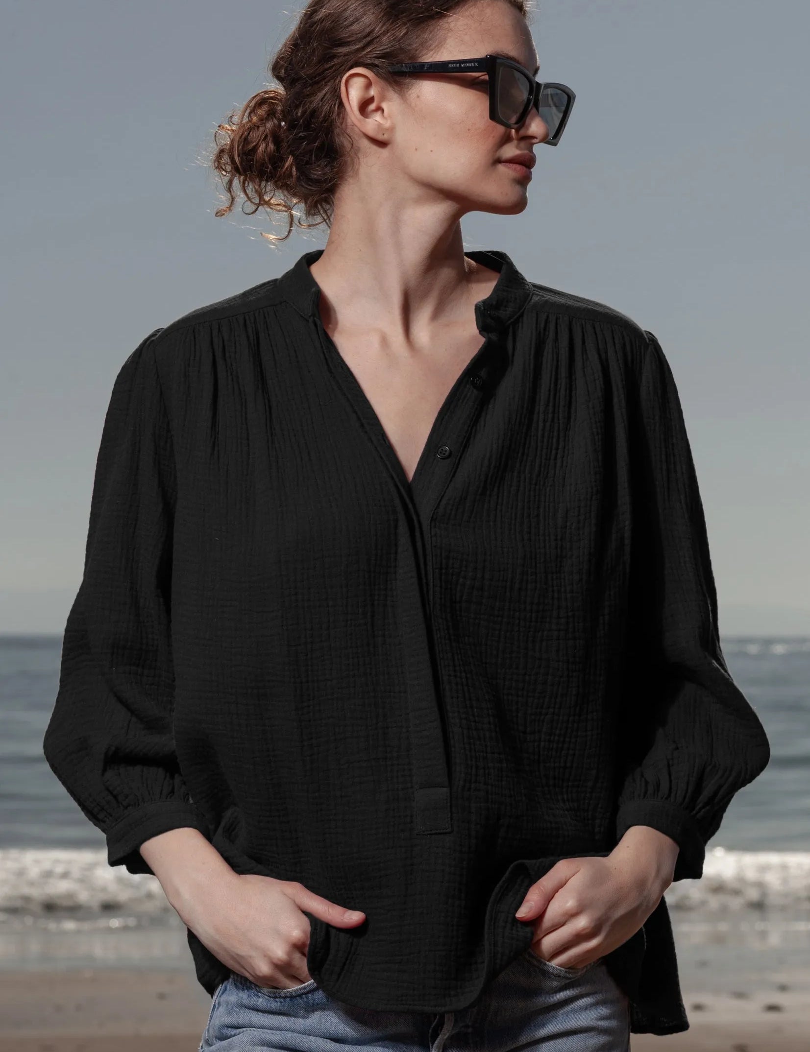 Marish Top - Black Gauze - Heidi Merrick