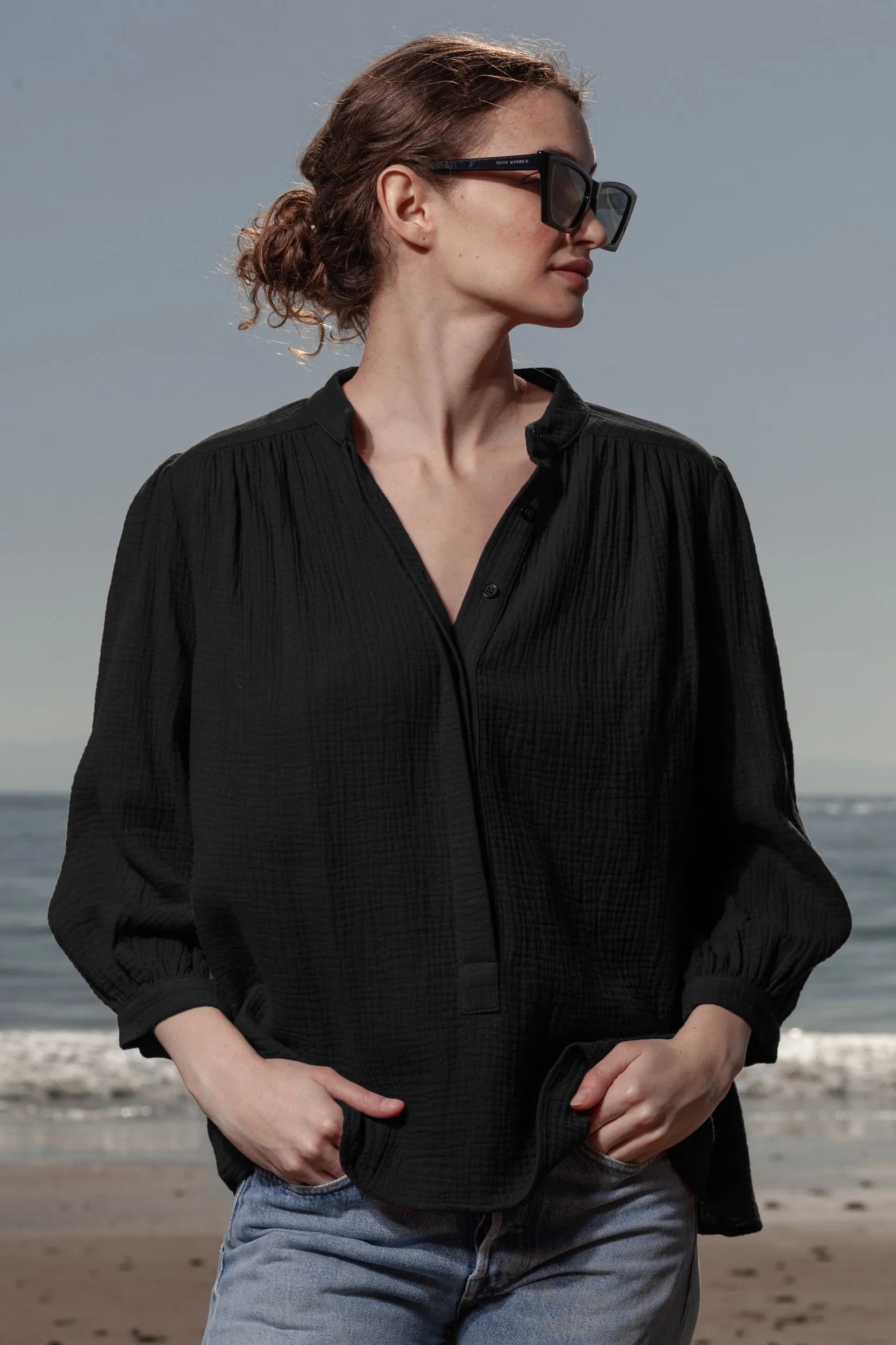 Marish Top - Black Gauze - Heidi Merrick