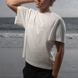 SRF LA Mustache Tee - Antique Cream on White - Heidi Merrick