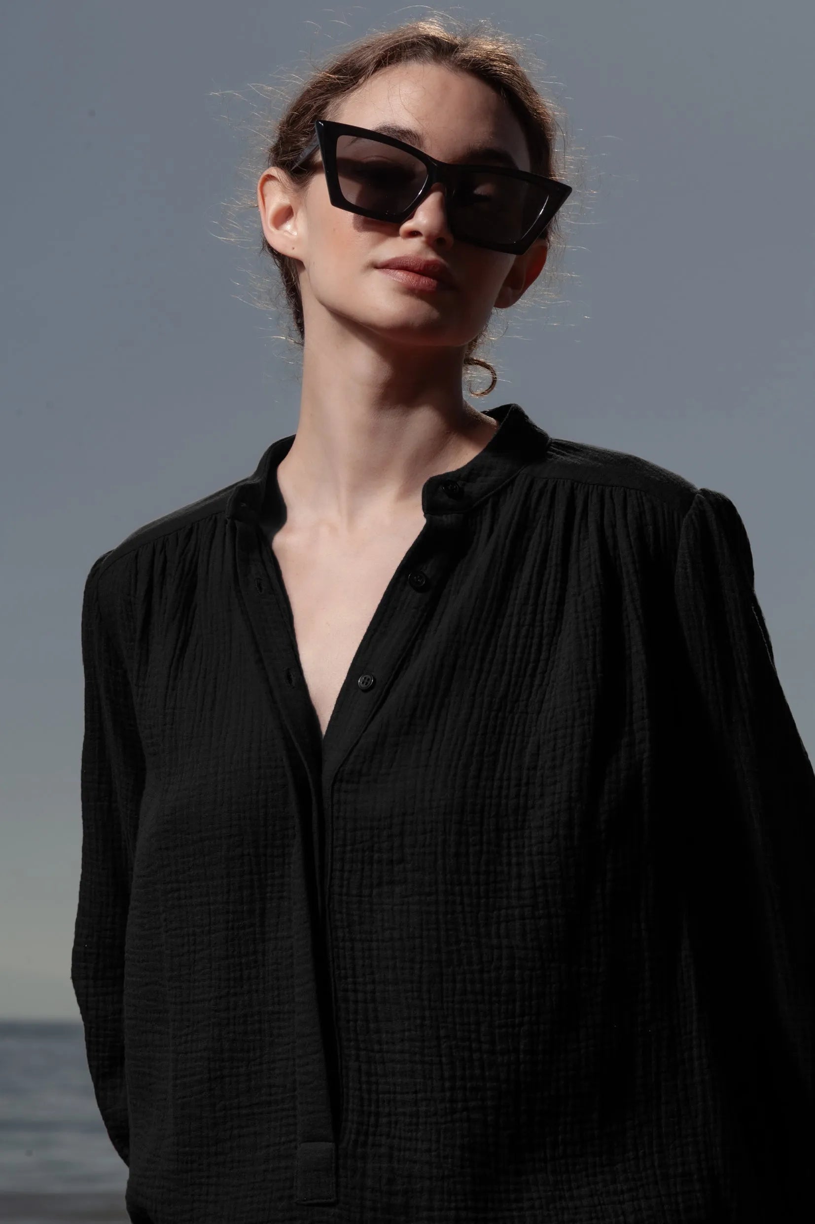 Marish Top - Black Gauze | Heidi Merrick