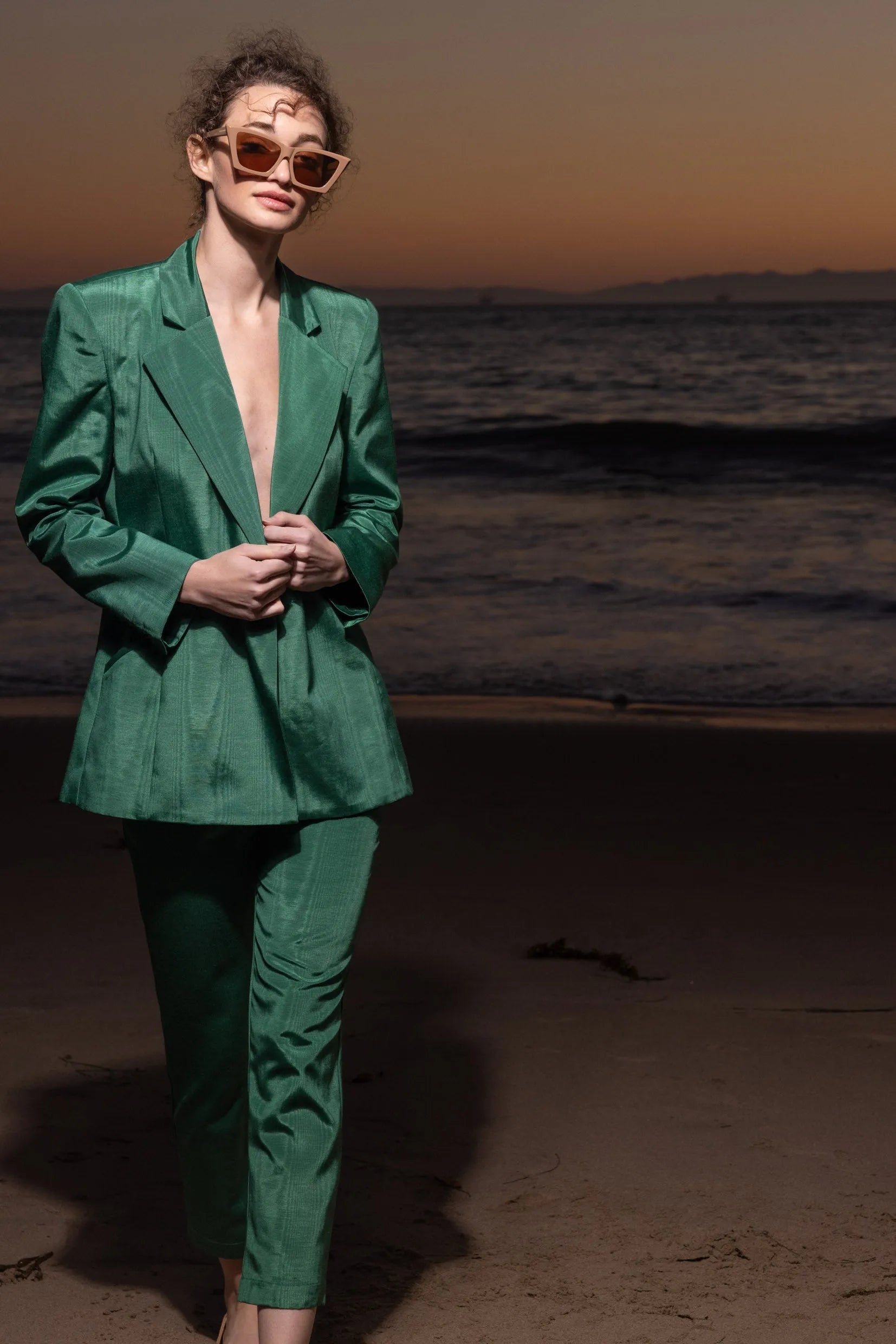 Bruno Pant - Green Moire - Heidi Merrick