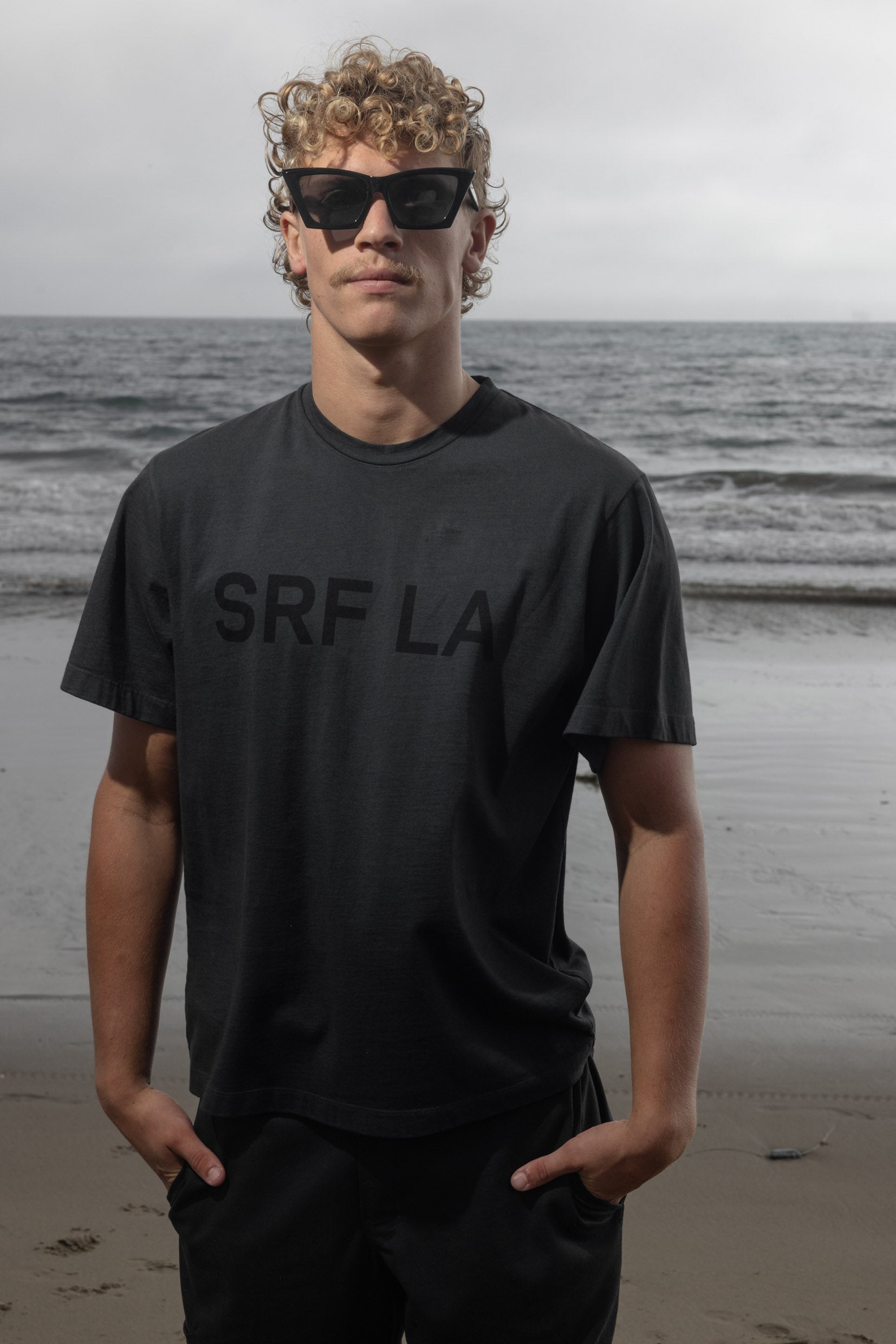 SRF LA Classic Tee - Black on Washed Black - Heidi Merrick