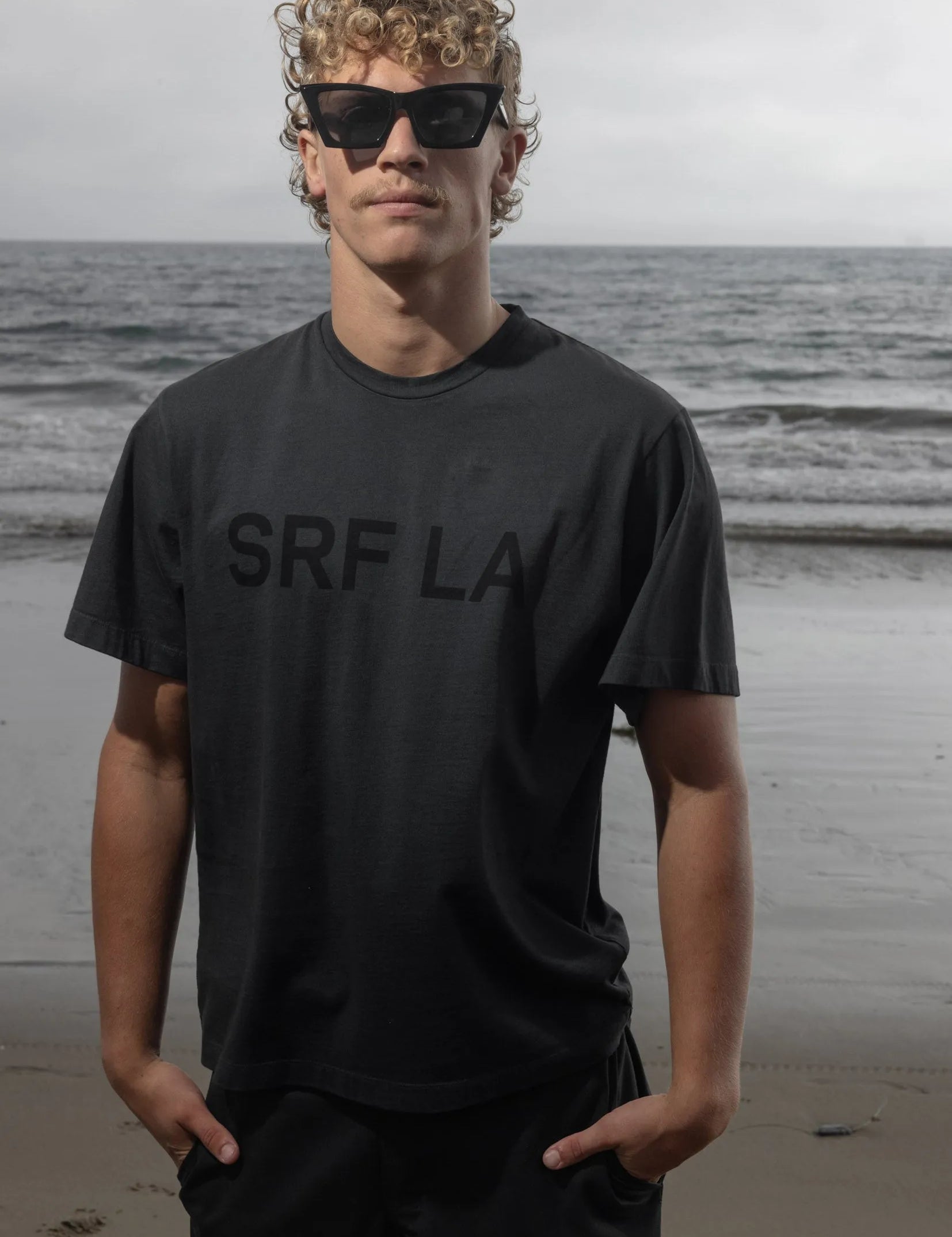 SRF LA Classic Tee - Black on Washed Black - Heidi Merrick