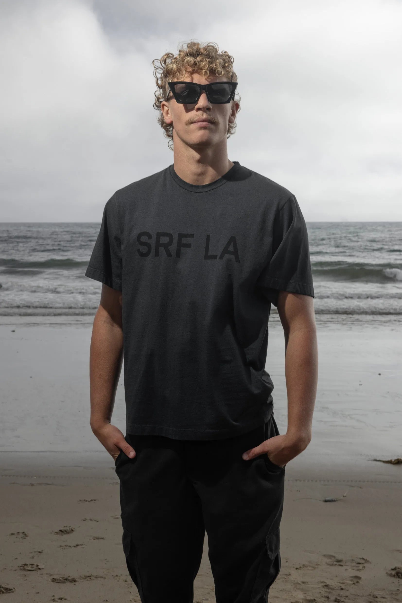SRF LA Classic Tee - Black on Washed Black - Heidi Merrick