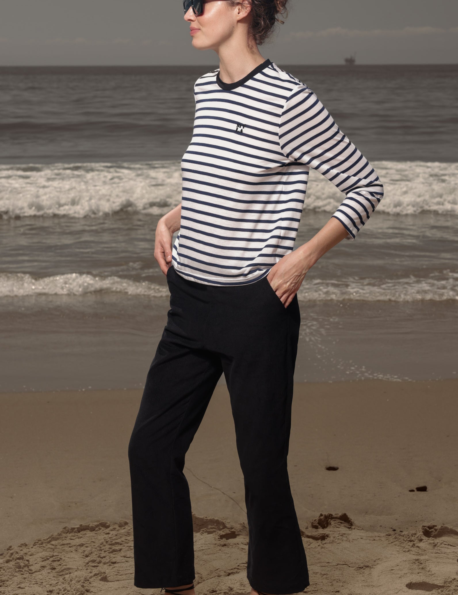 SRF LA Drake Tee - White & Blue Stripes