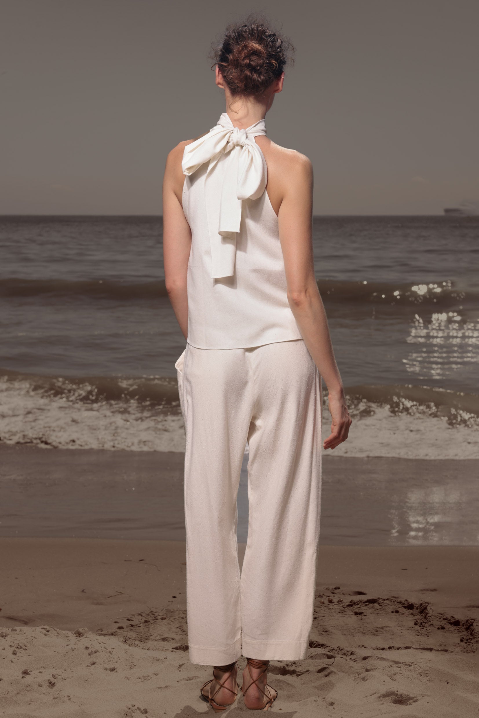 Baptiste Pant - Ivory Silk Noil - Heidi Merrick