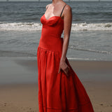 Garden Dress - Vermilion Linen