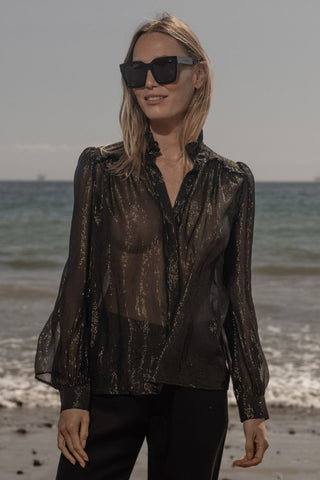 Poet Top - Black Silk Lurex