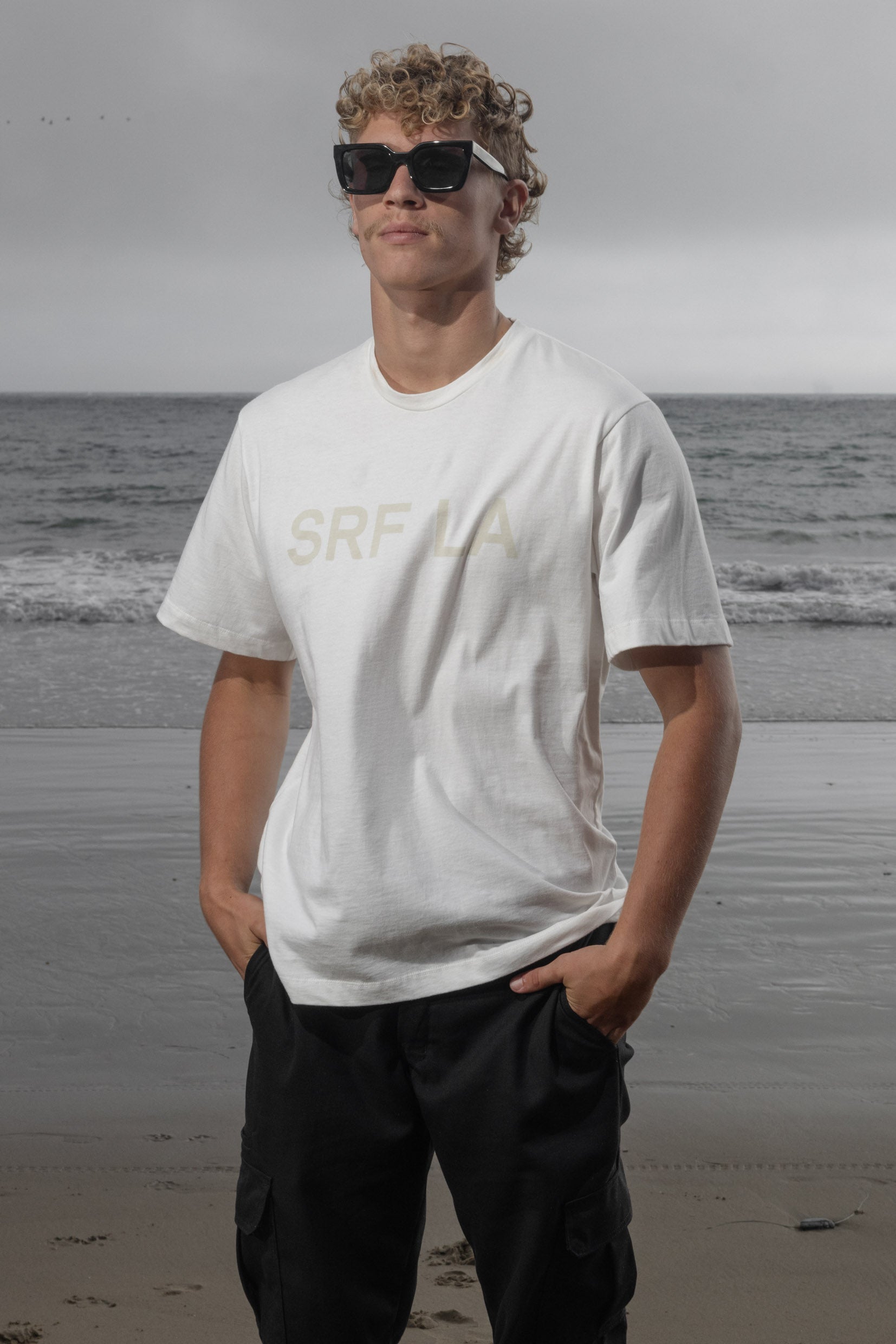 SRF LA Classic Tee - Antique Cream on White - Heidi Merrick