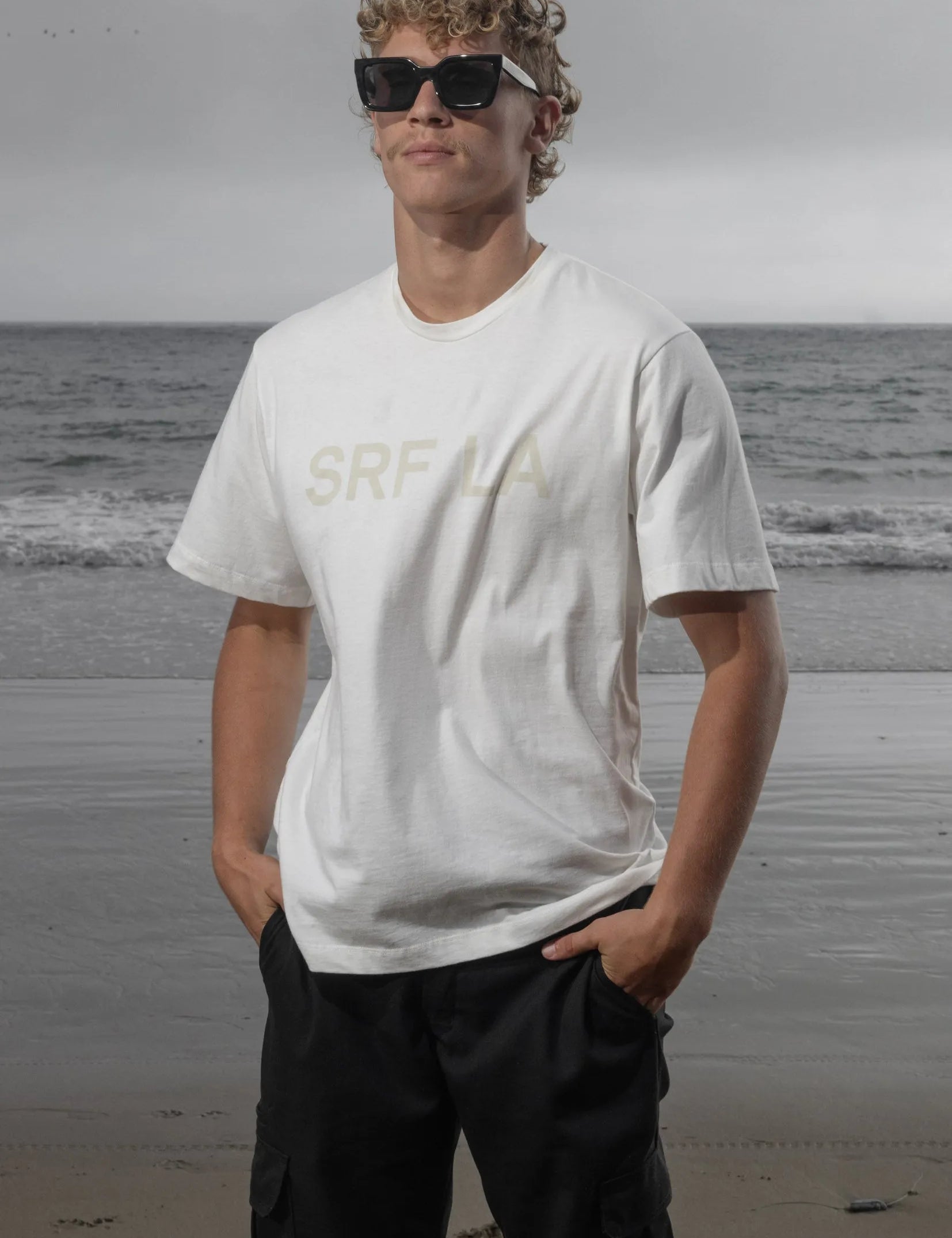 SRF LA Classic Tee - Antique Cream on White - Heidi Merrick